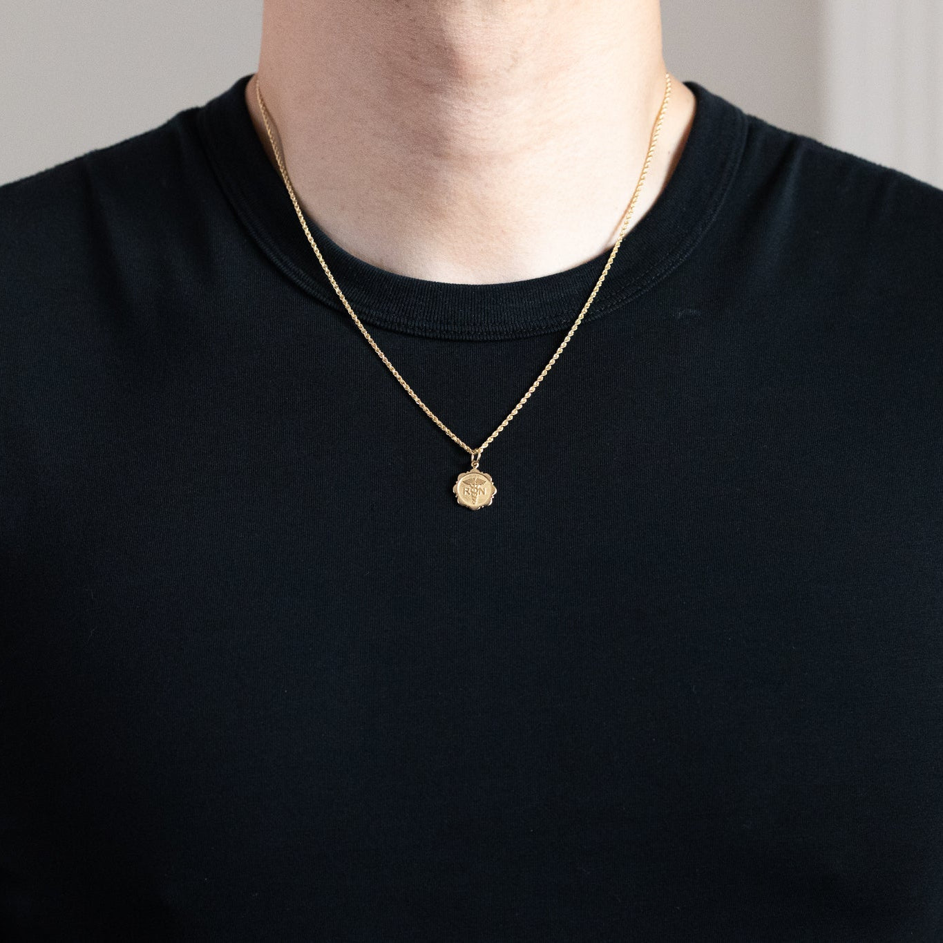 Gold RN Registered Nurse Disc Charm - Model C1784 - Charlie & Co. Jewelry