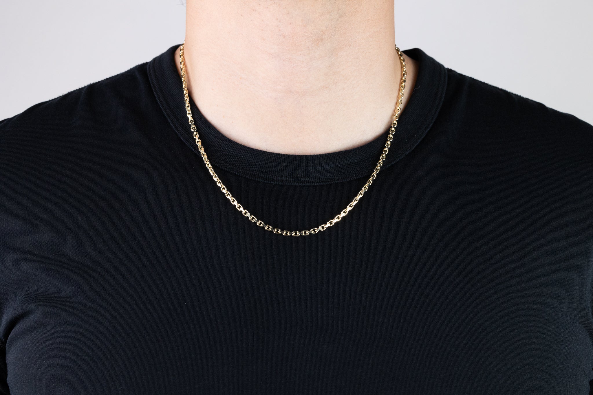 Gold 2.9MM Diamond Cut Solid Cable Chain - Charlie & Co. Jewelry
