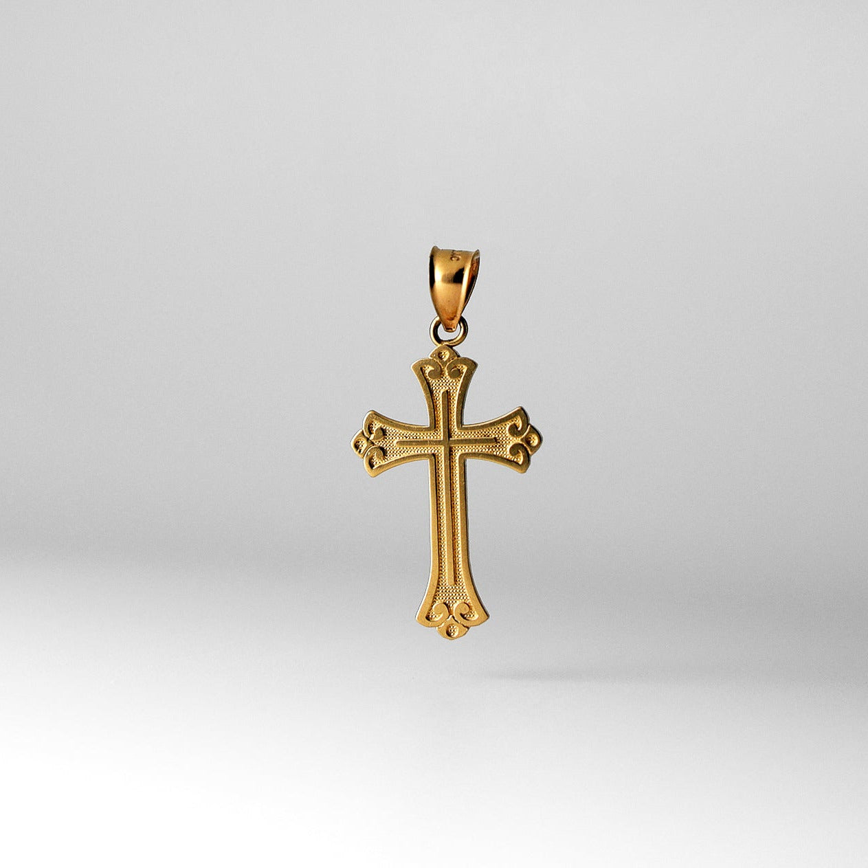 Gold Budded Cross Pendant - Model 0128 - Charlie & Co. Jewelry