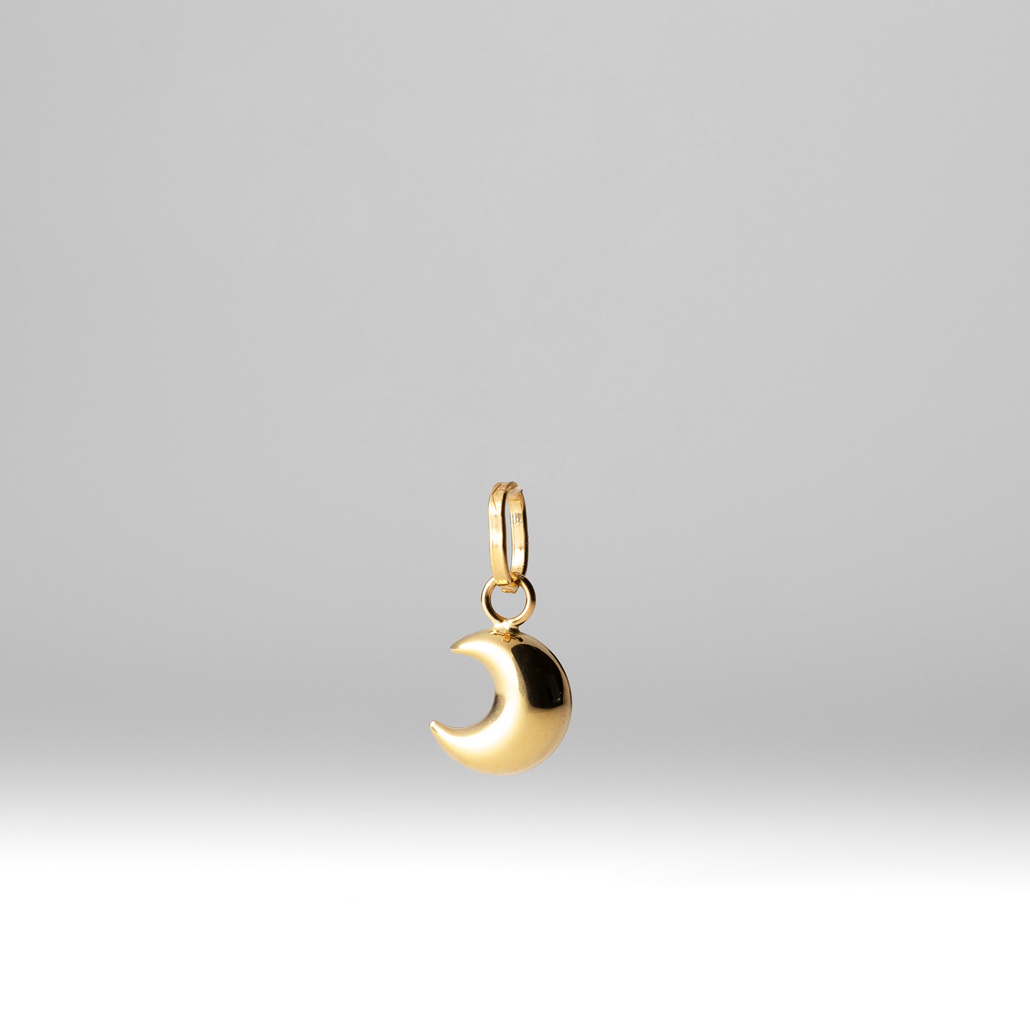 Gold Mini Polished Puffed Moon Pendant - Charlie & Co. Jewelry