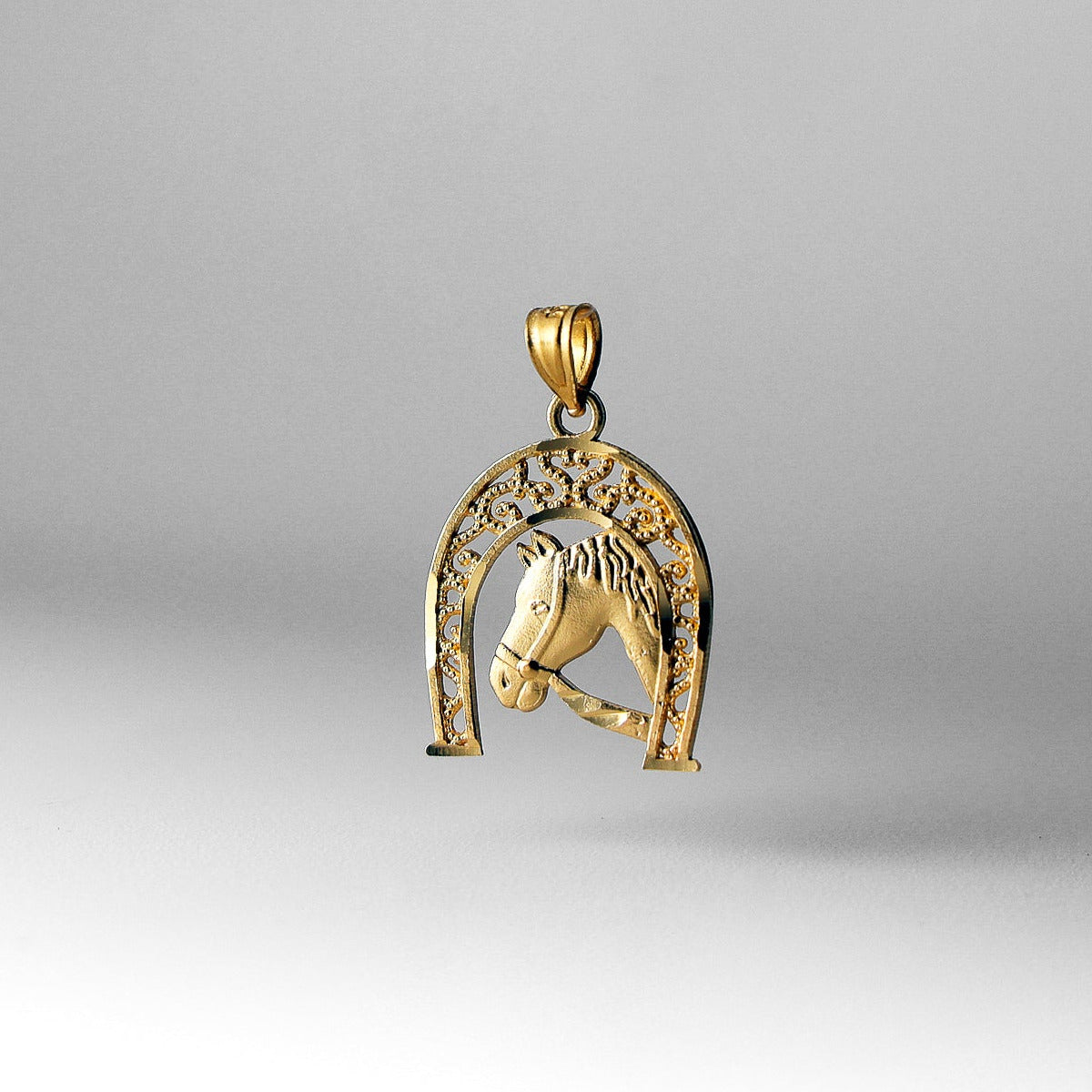 Gold Lucky Horseshoe Pendant Two-Tones Model-1640 - Charlie & Co. Jewelry