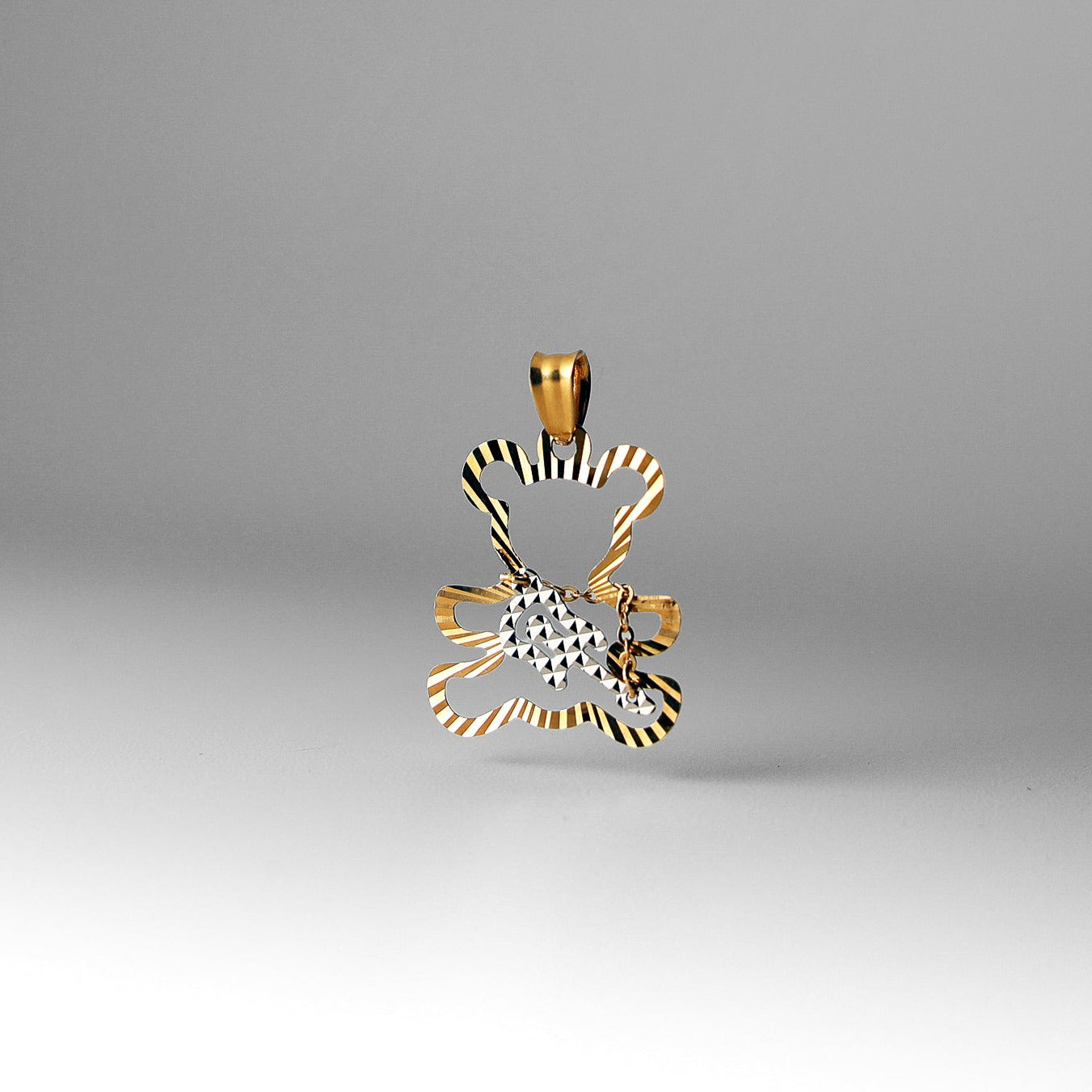 Gold Teddy Bear with Guitar Pendant Model-797 - Charlie & Co. Jewelry