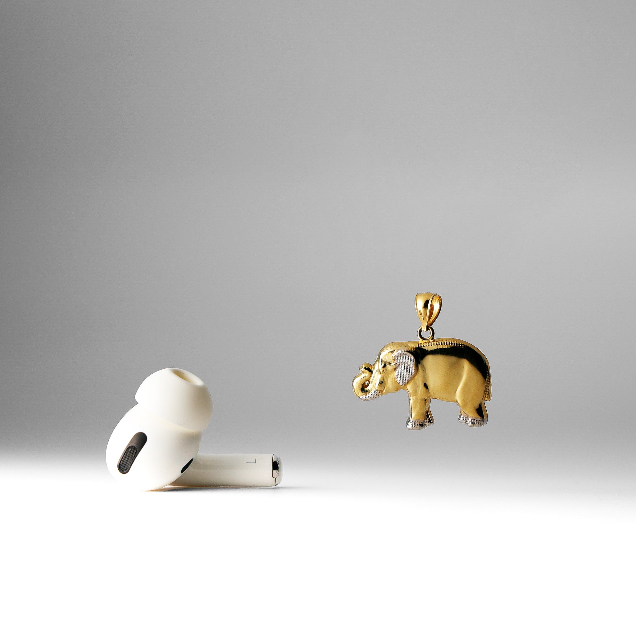Gold Elephant Pendant Two-Tones Model-1625 - Charlie & Co. Jewelry