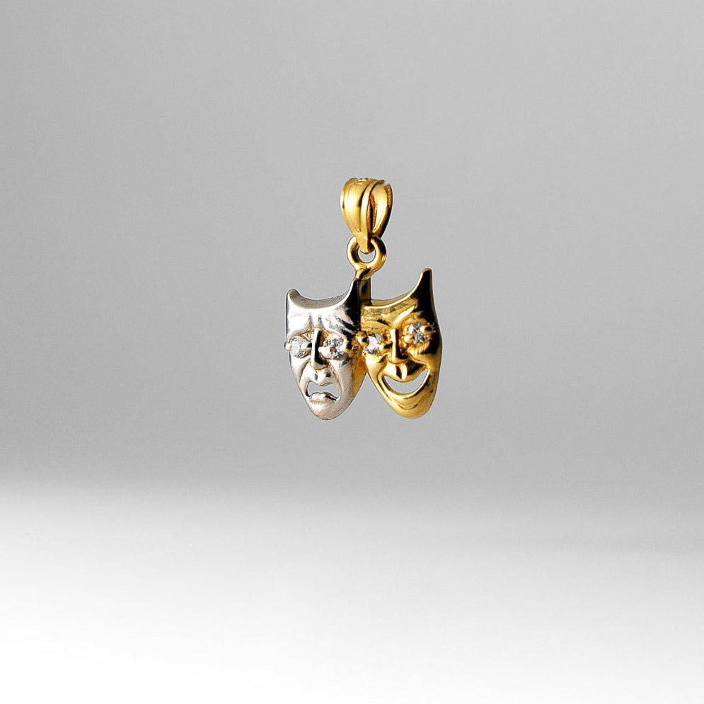 Gold Comedy & Tragedy Mask Pendant Model-441 - Charlie & Co. Jewelry