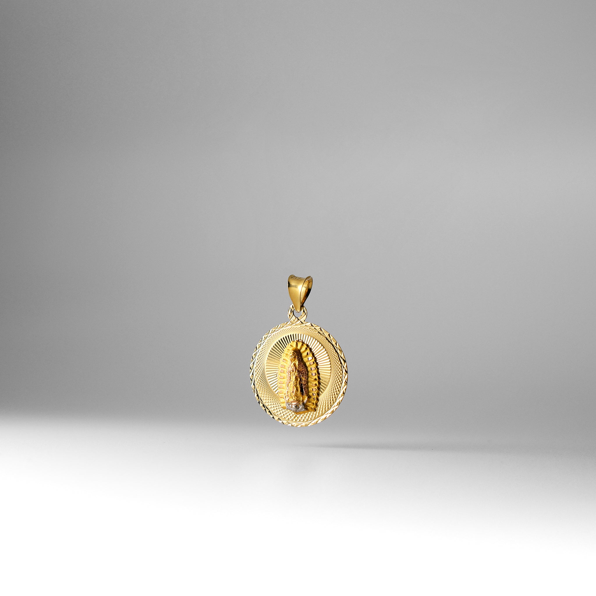 Gold Virgin Mary Stamp Religious Pendant - Model 297 - Charlie & Co. Jewelry