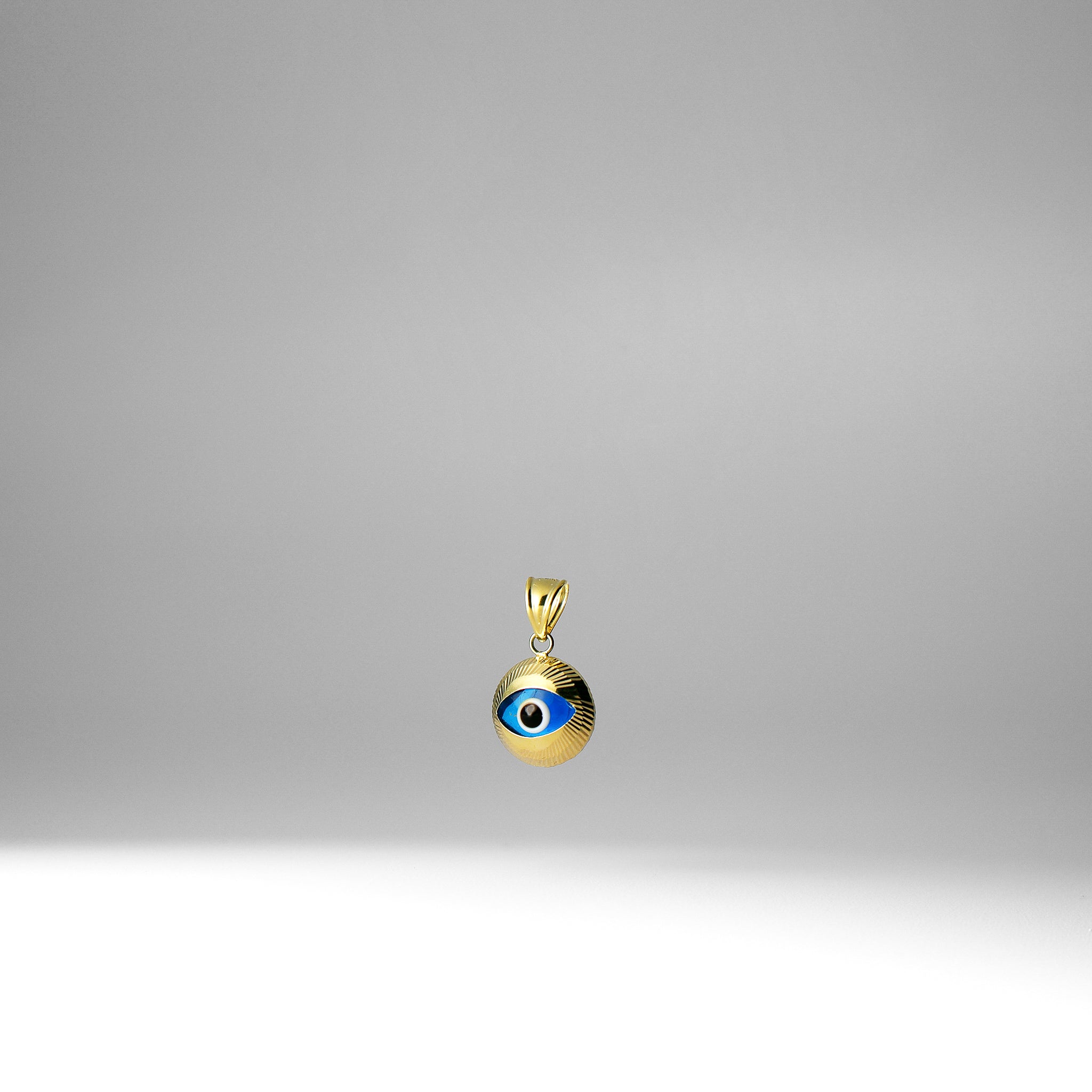 Gold Evil Eye Round Hamsa Pendant - Charlie & Co. Jewelry