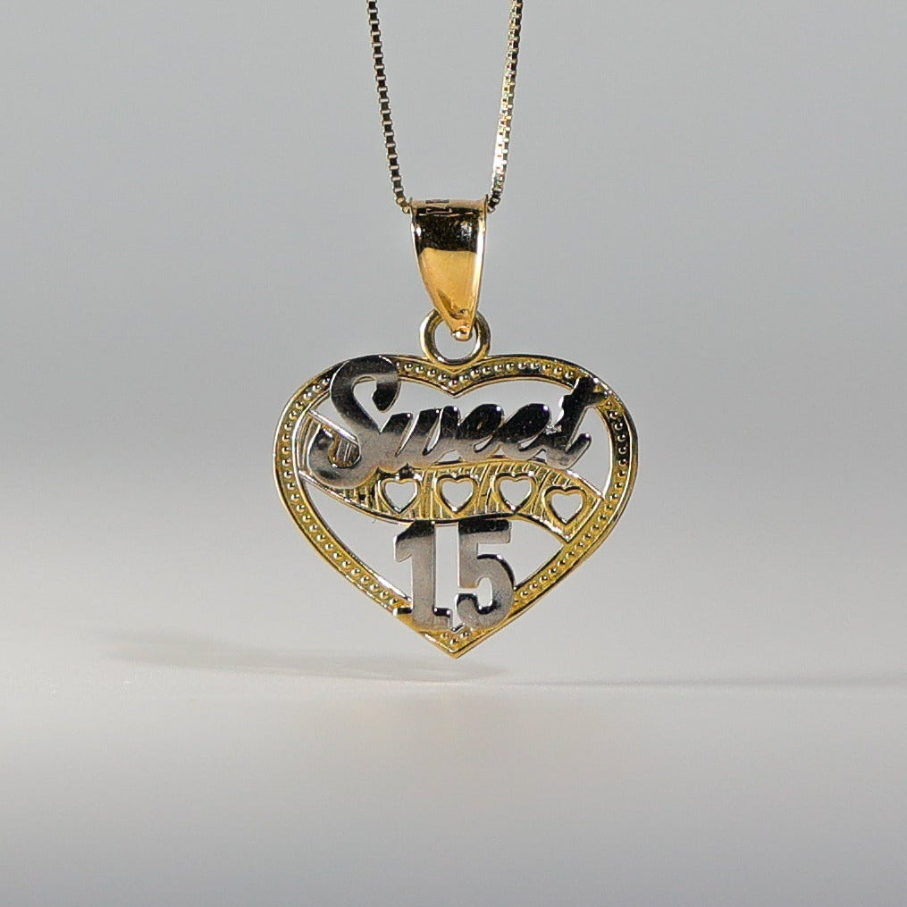 Gold Sweet 15 Years Heart Pendant Model-0362 - Charlie & Co. Jewelry
