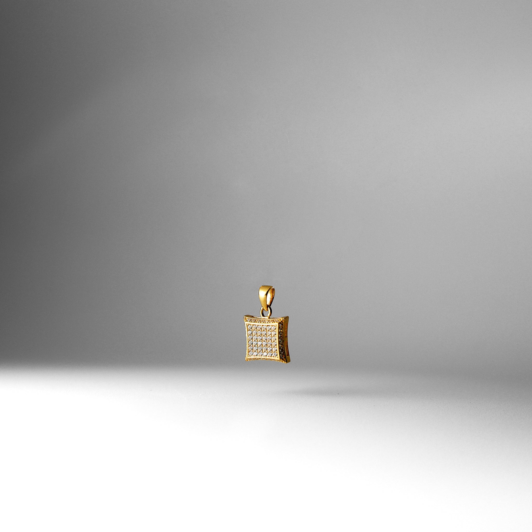Gold 10mm Curved Square CZ Pendant Model-686 - Charlie & Co. Jewelry