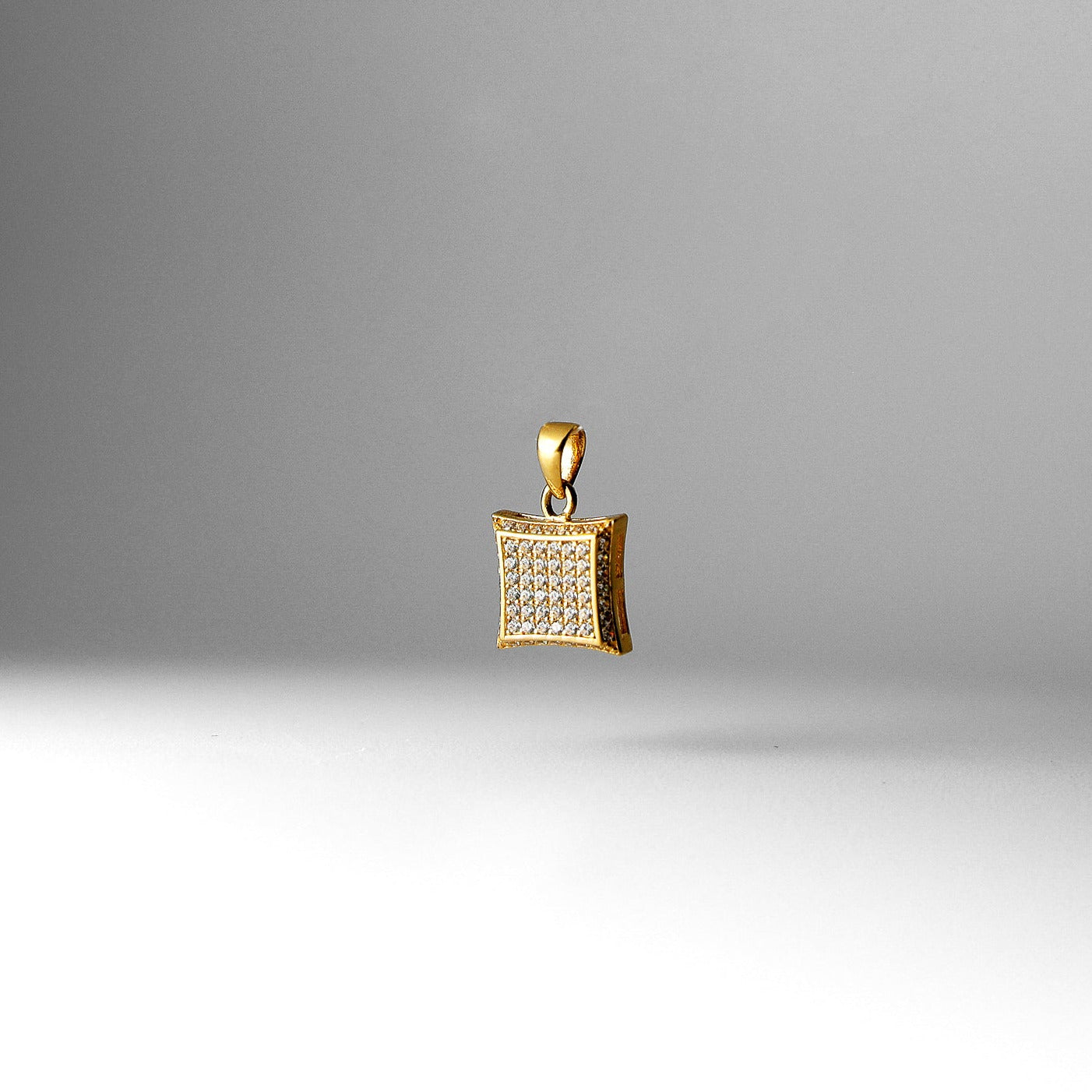 Gold 10mm Curved Square CZ Pendant Model-686 - Charlie & Co. Jewelry