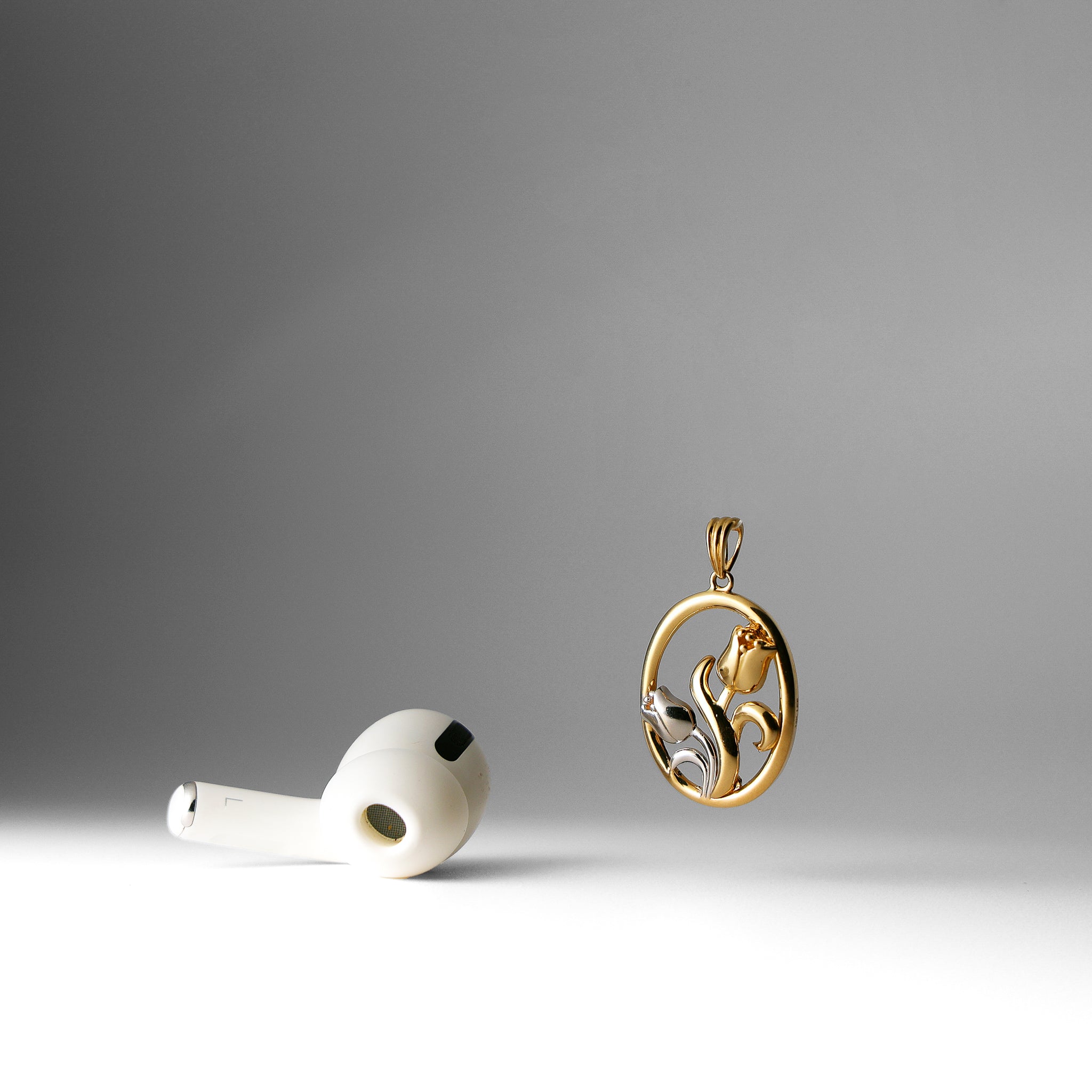 Gold Rose Pendant Two-Tones Model-1737 - Charlie & Co. Jewelry