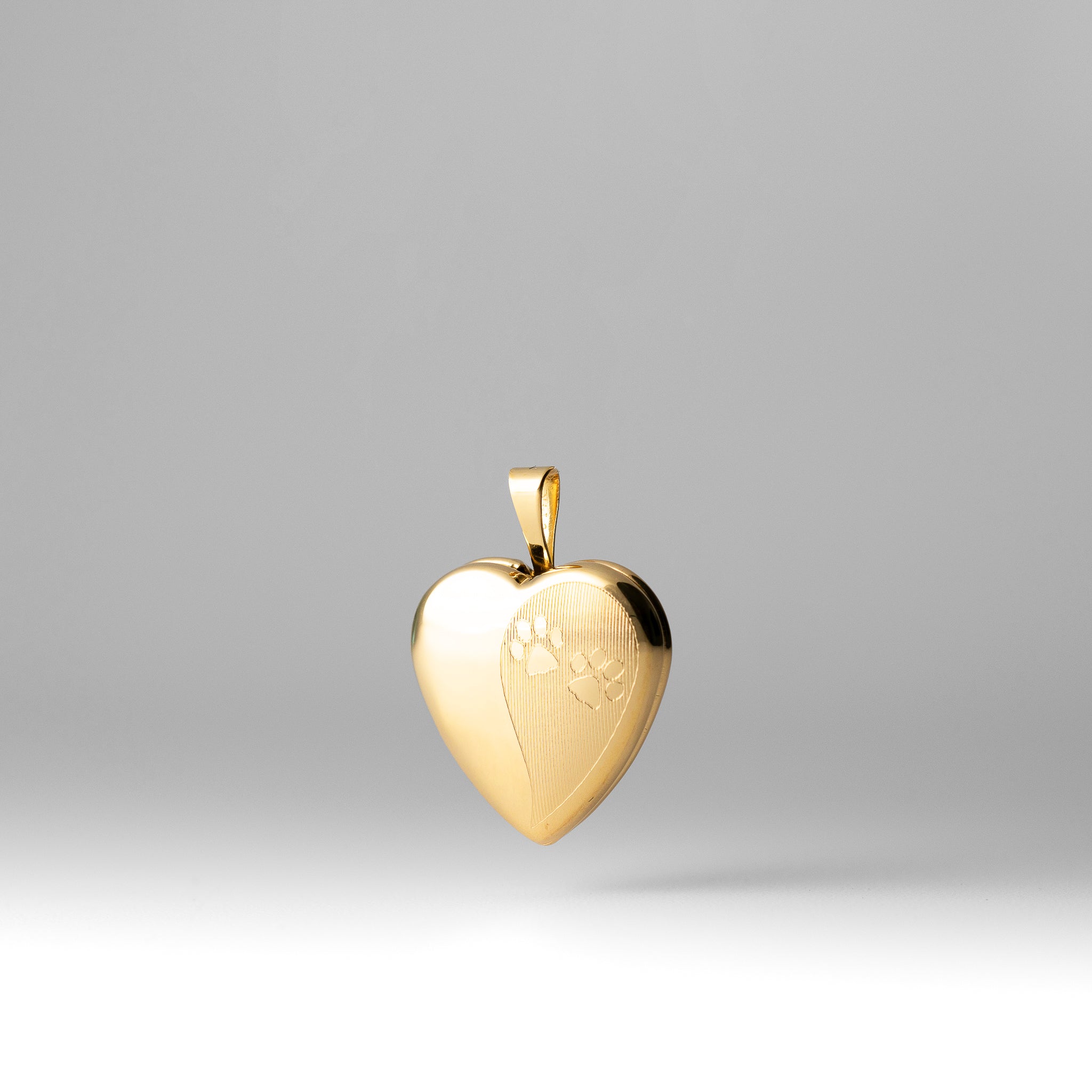 Gold Paw Prints Medium Heart Locket Pendant - Charlie & Co. Jewelry