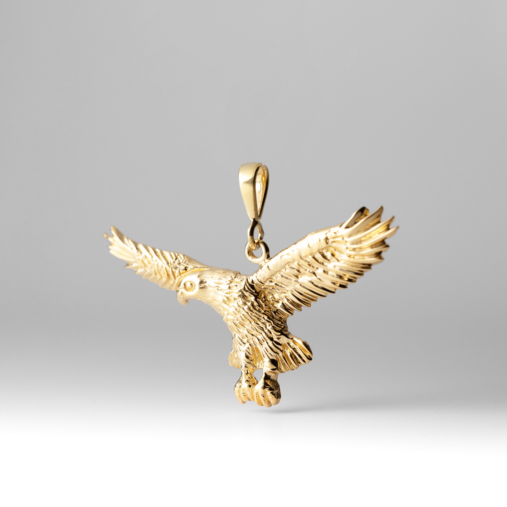 Gold Extra Large Flying Eagle Pendant - Model C2435 - Charlie & Co. Jewelry