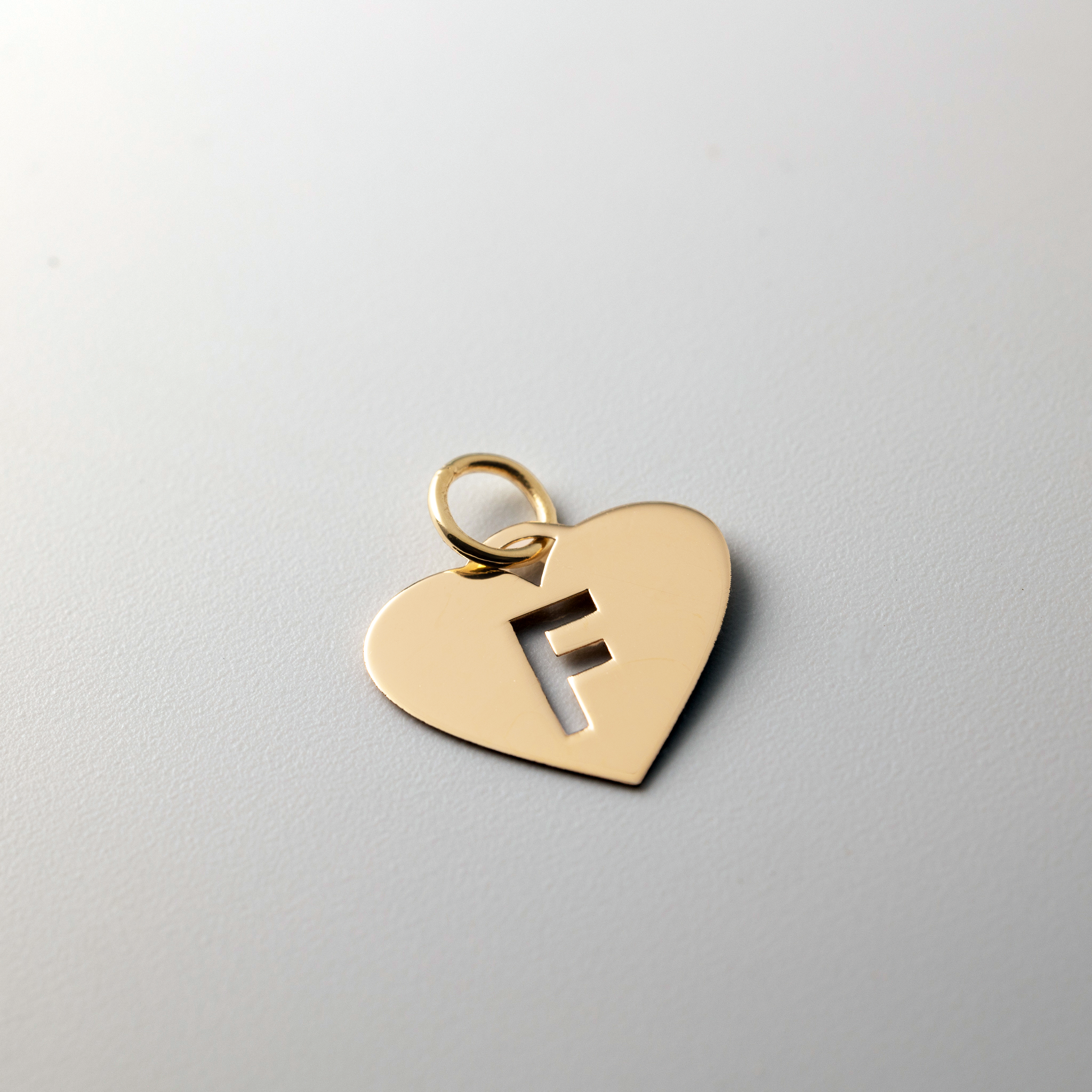 Gold Heart Cutout Letter F Pendant - Charlie & Co. Jewelry