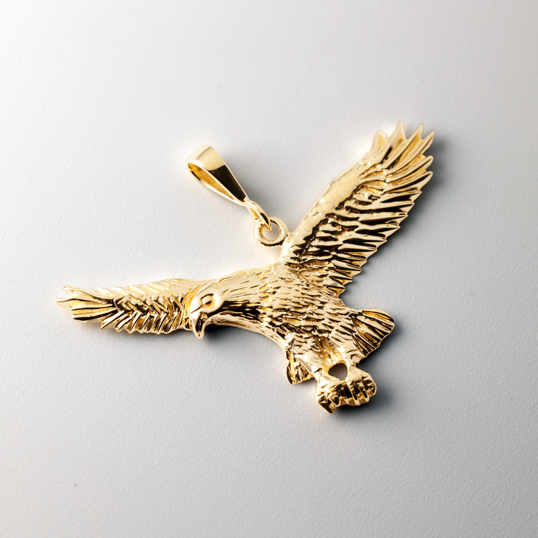 Gold Extra Large Flying Eagle Pendant - Model C2435 - Charlie & Co. Jewelry