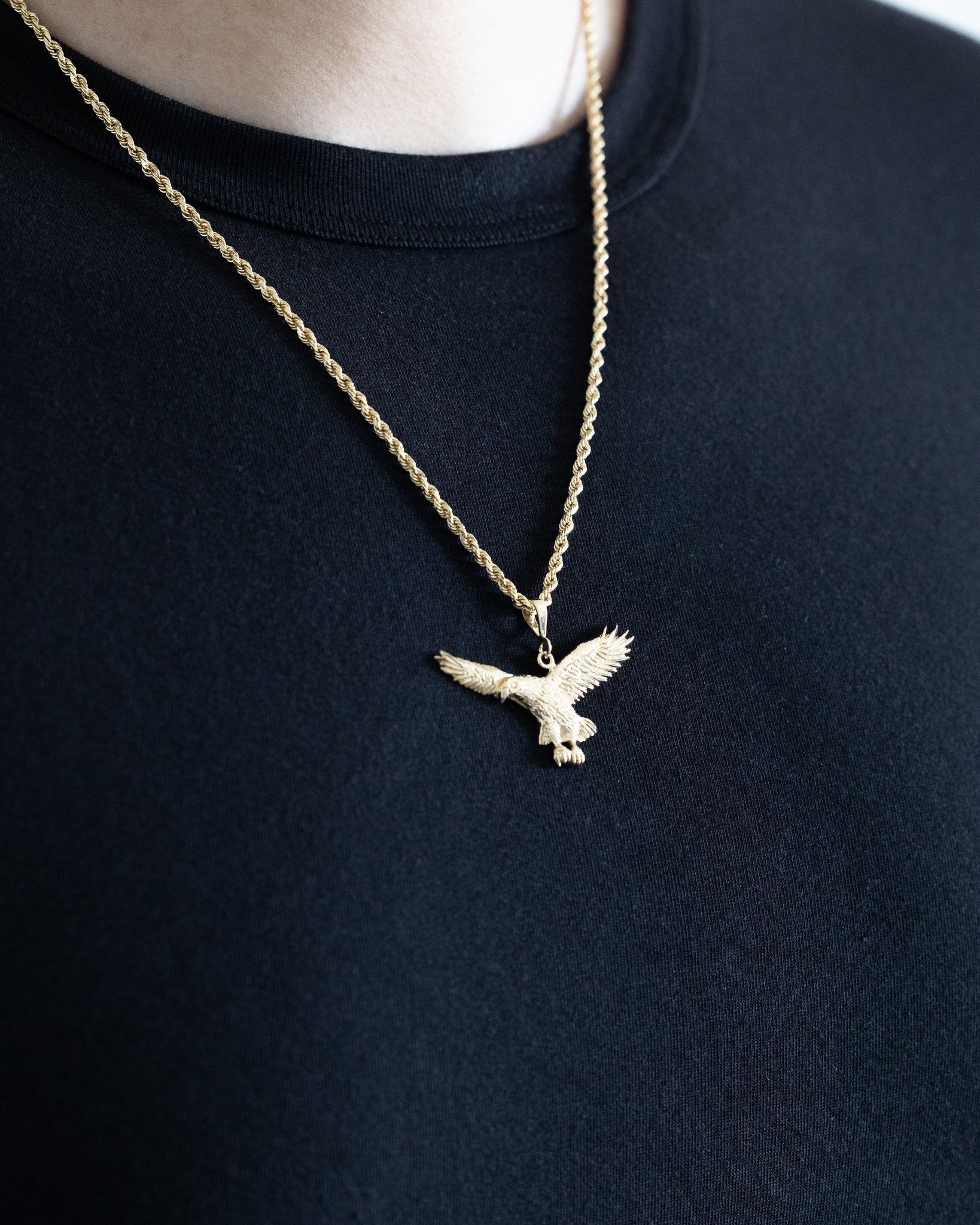 Gold Extra Large Flying Eagle Pendant - Model C2435 - Charlie & Co. Jewelry