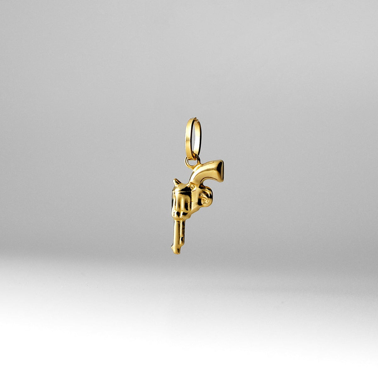 Gold Revolver Hand Gun Pendant Model-481 - Charlie & Co. Jewelry