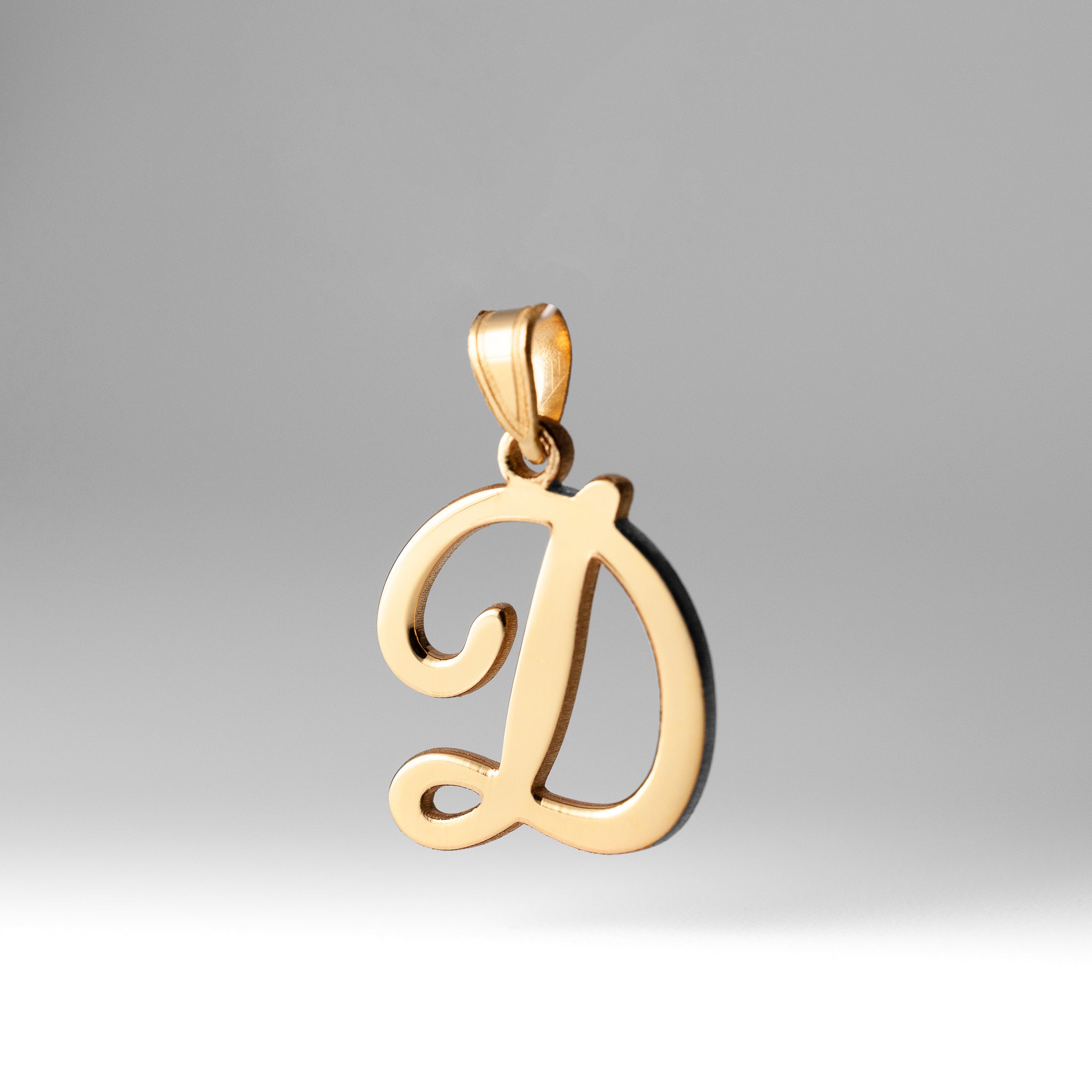 14K Gold Large Letter "D" Script Initial Pendant - Model YC1540D - Charlie & Co. Jewelry