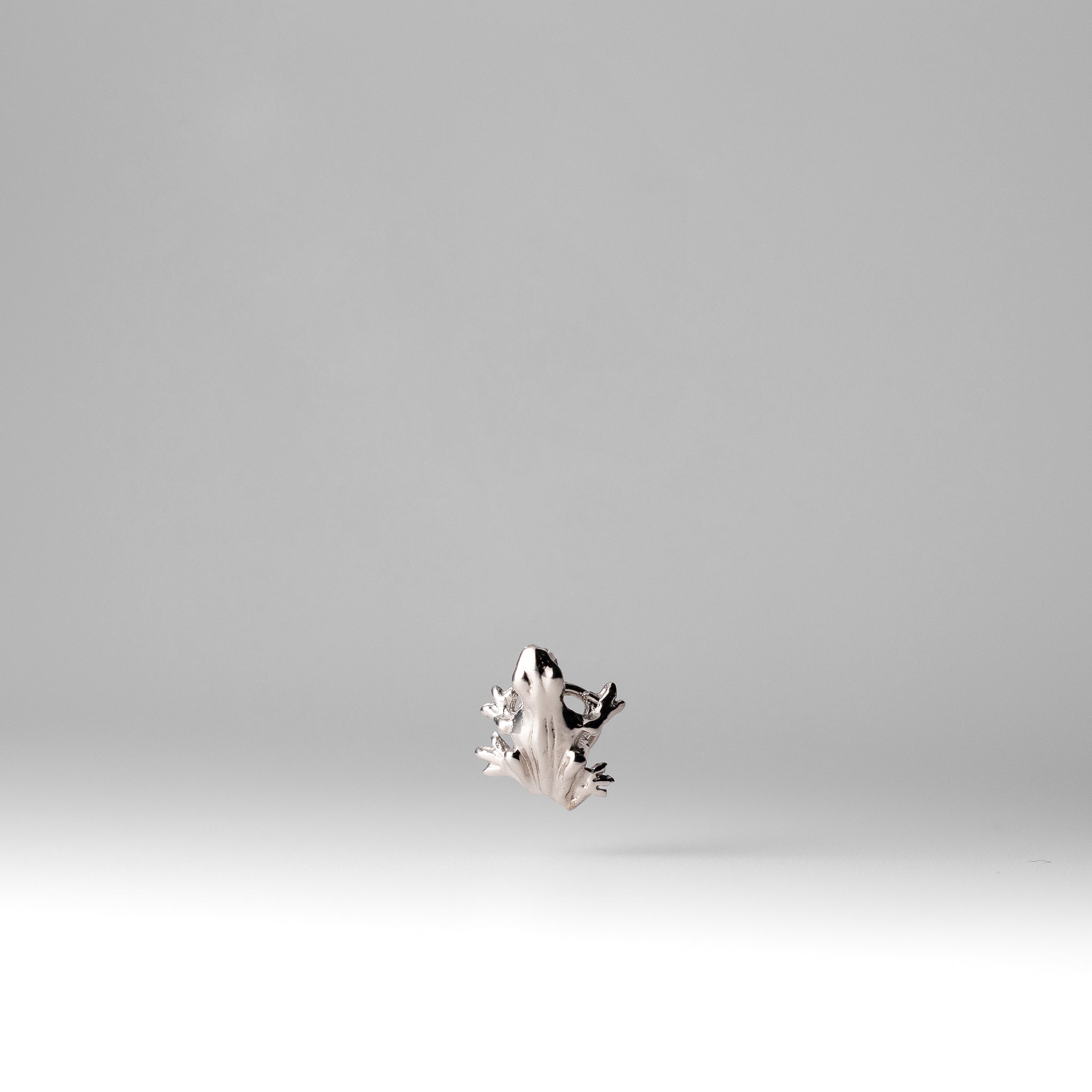 White 14K Gold Polished Three-Dimensional Frog Charm - Charlie & Co. Jewelry