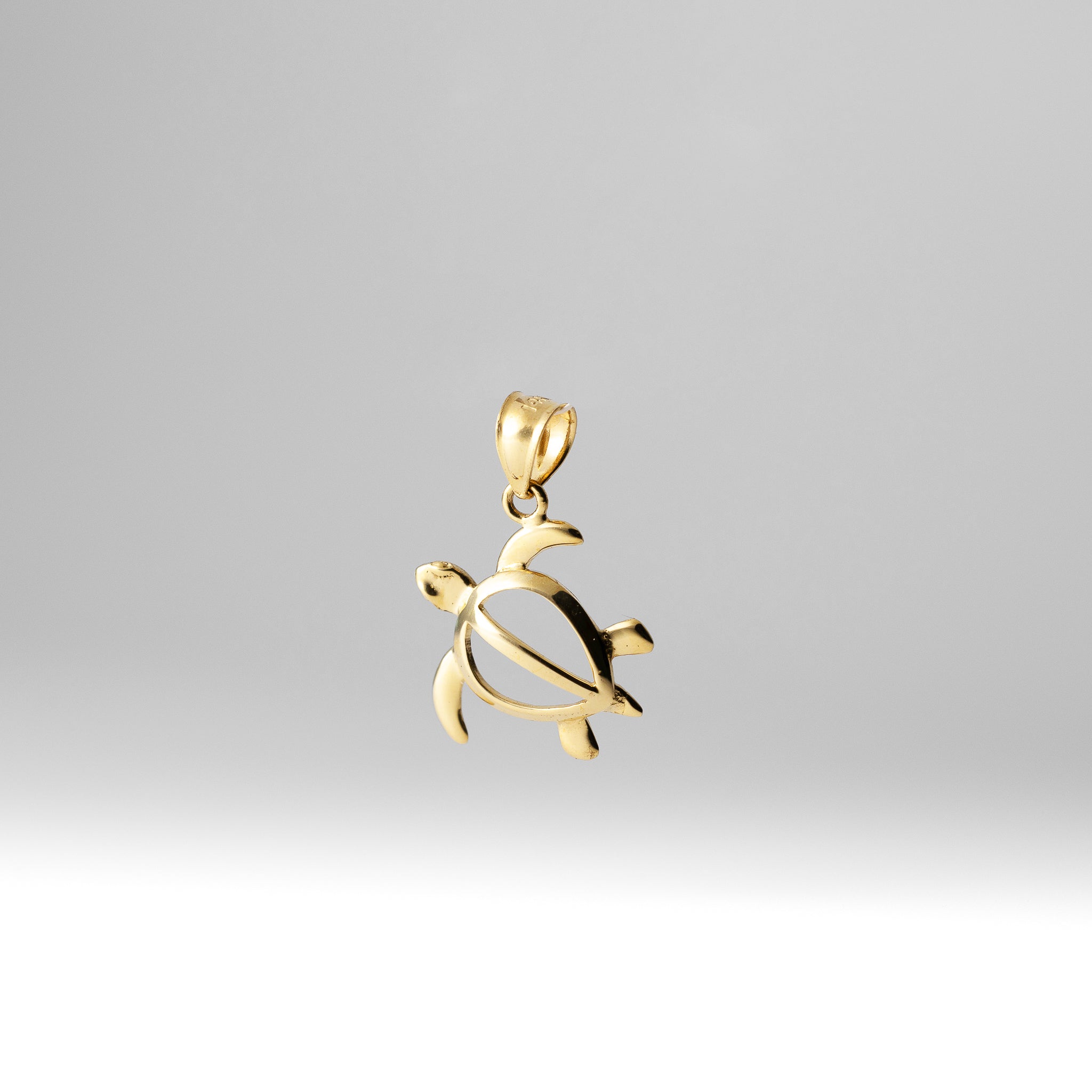 14K Gold Elegant Open Sea Turtle Pendant - Model D3435 - Charlie & Co. Jewelry