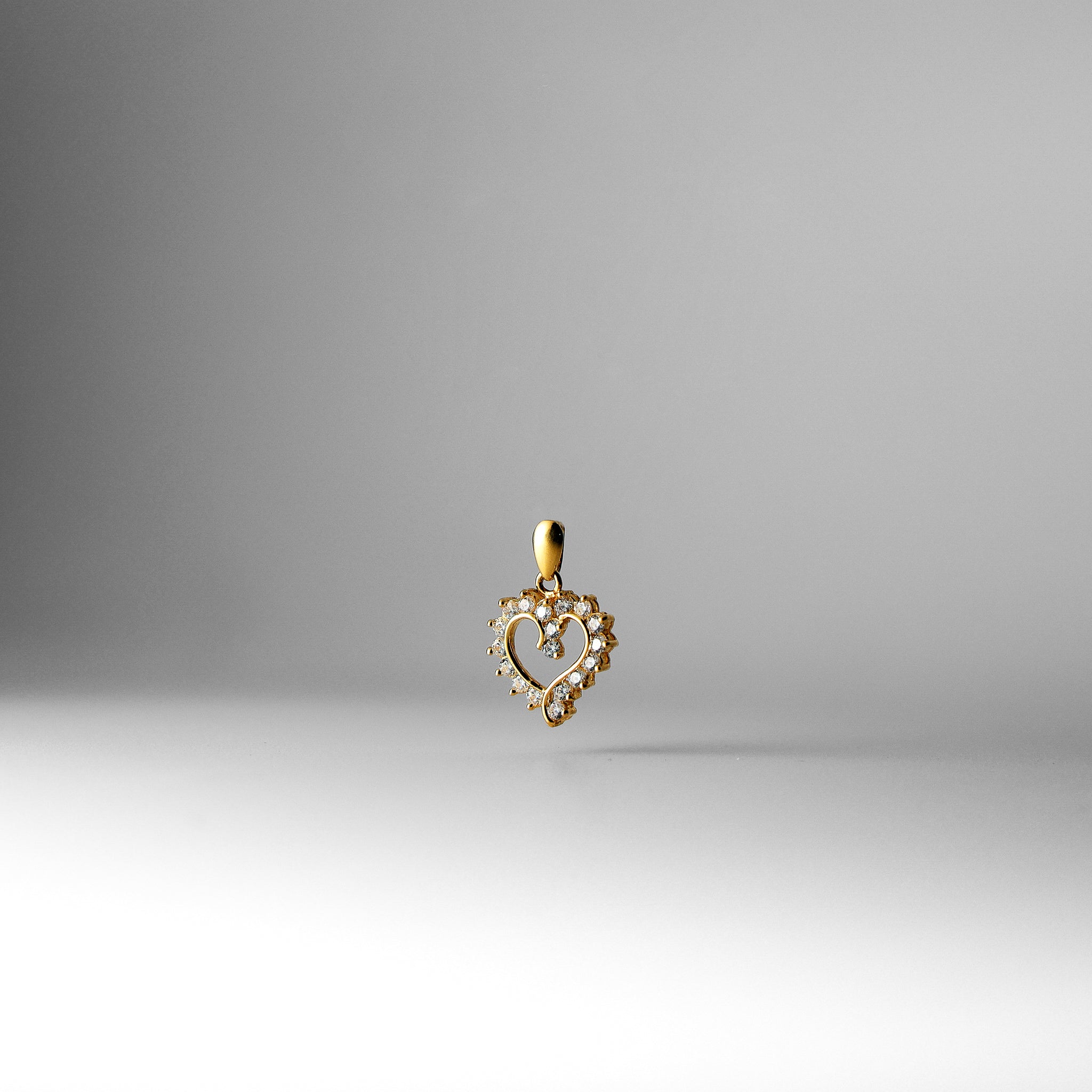 Gold Small Open Heart Pendant With Cubic Zirconia Model-579 - Charlie & Co. Jewelry