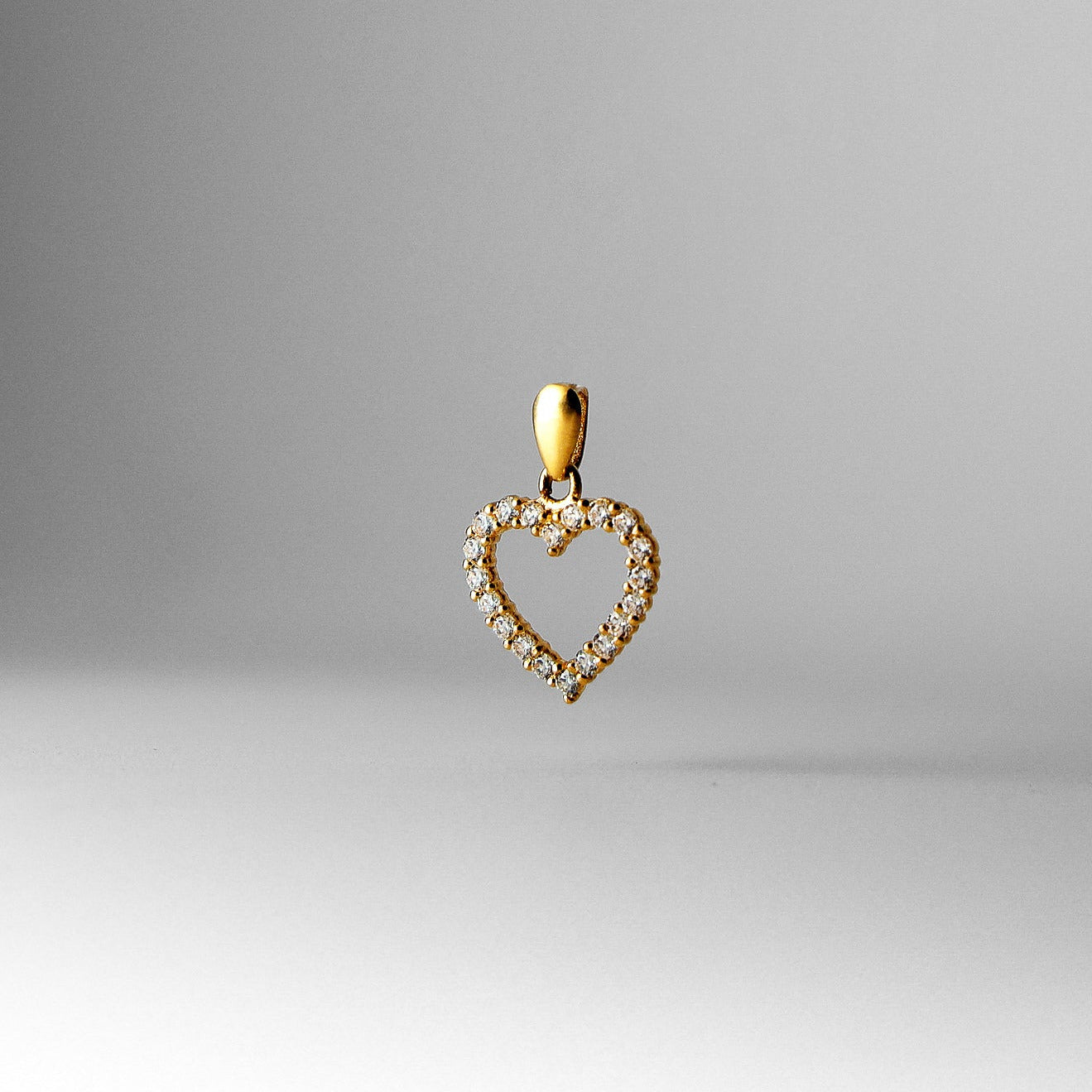 Gold Open Heart CZ Pendant Model-585 - Charlie & Co. Jewelry