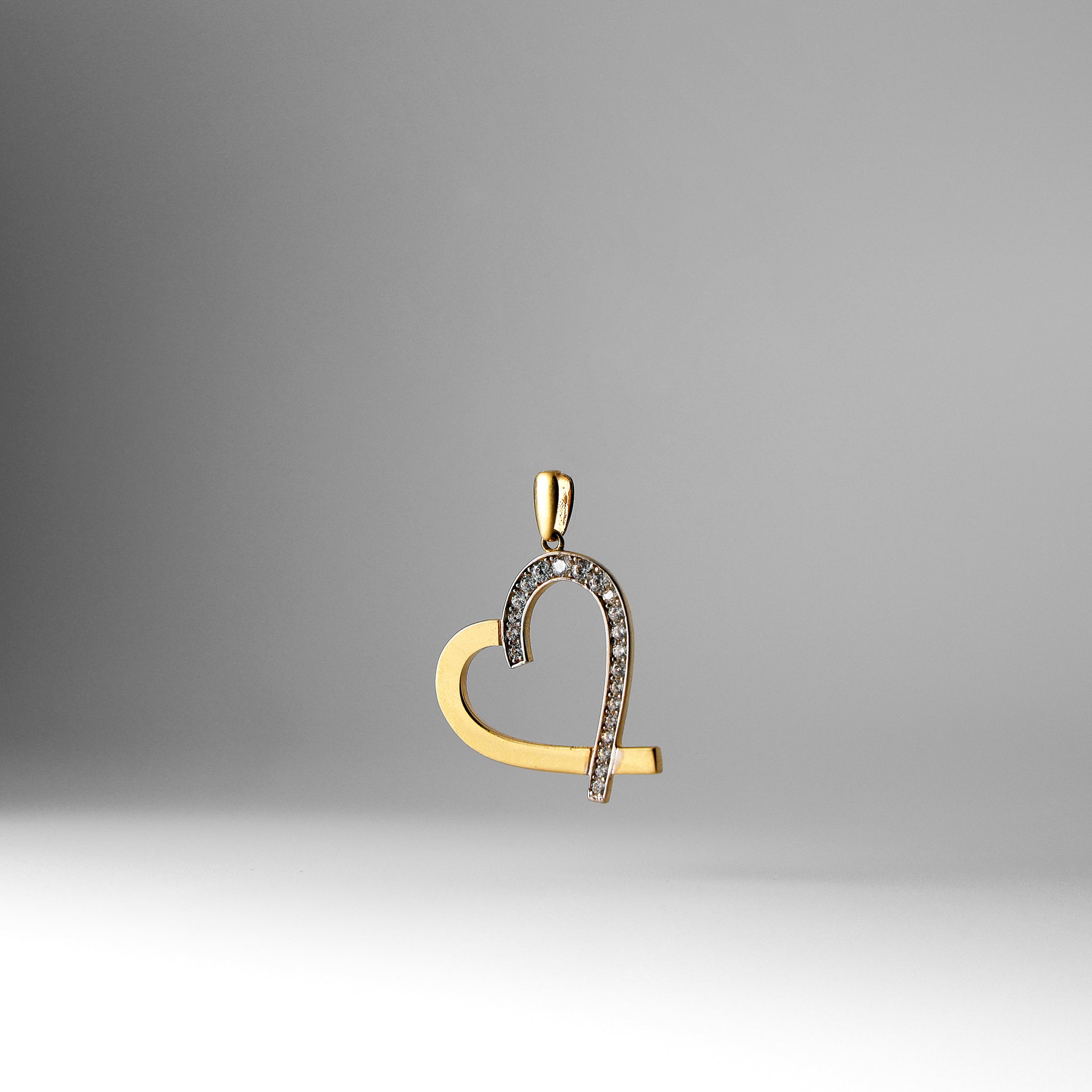 Gold Heart Pendant With Cubic Zirconia Model-1770 - Charlie & Co. Jewelry