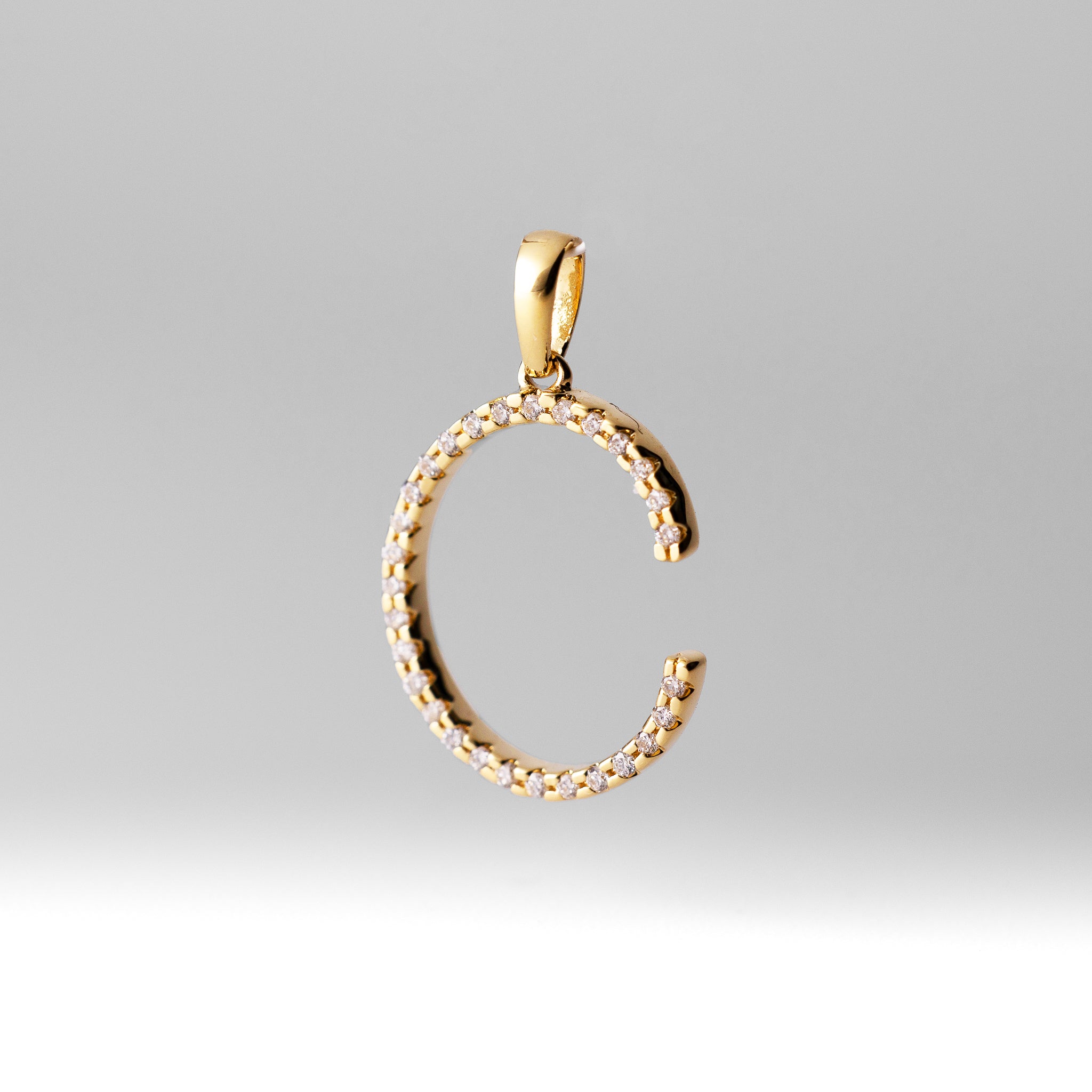 14K Gold Diamond Letter C Initial Pendant - Model PM5222C-010-YA - Charlie & Co. Jewelry