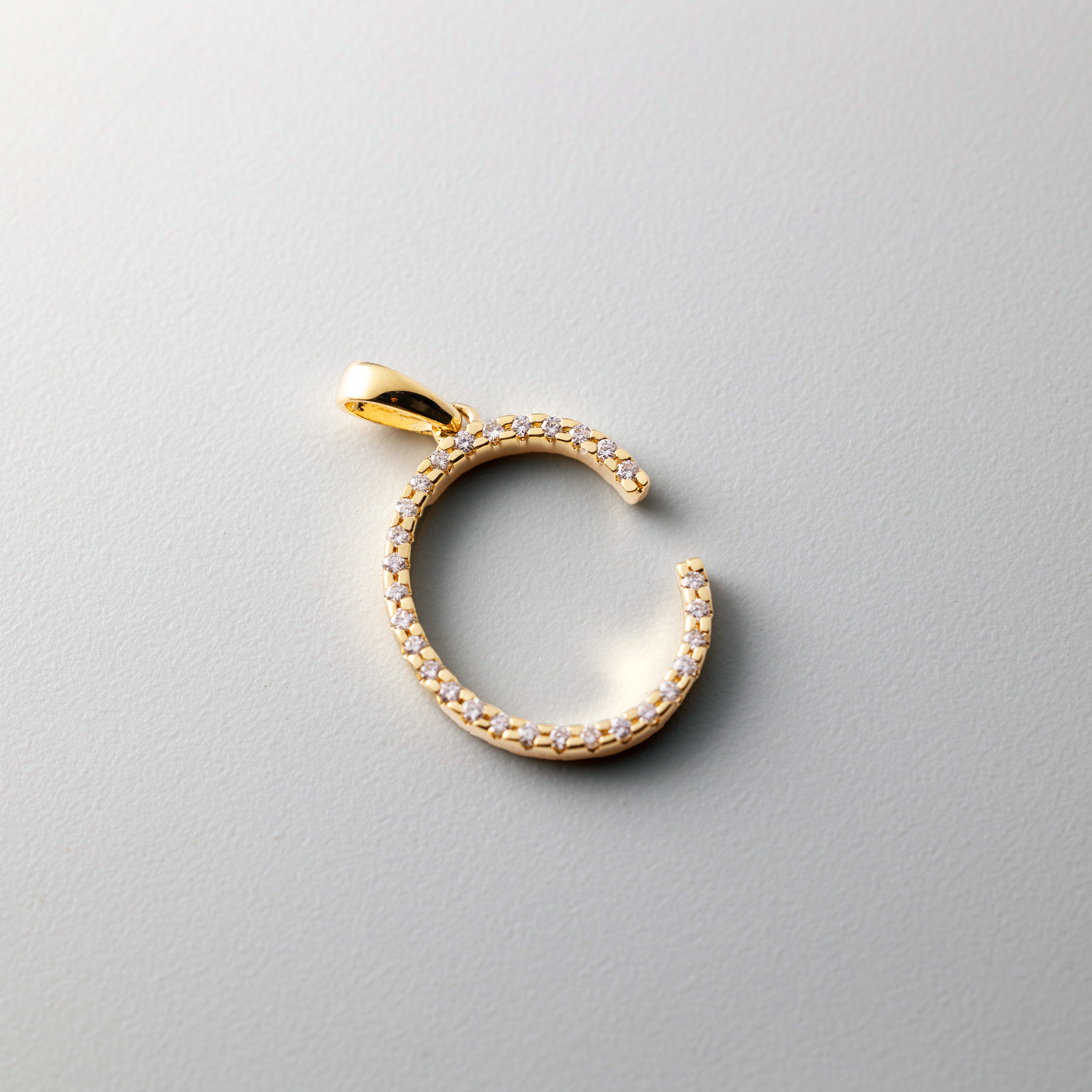 14K Gold Diamond Letter C Initial Pendant - Model PM5222C-010-YA - Charlie & Co. Jewelry