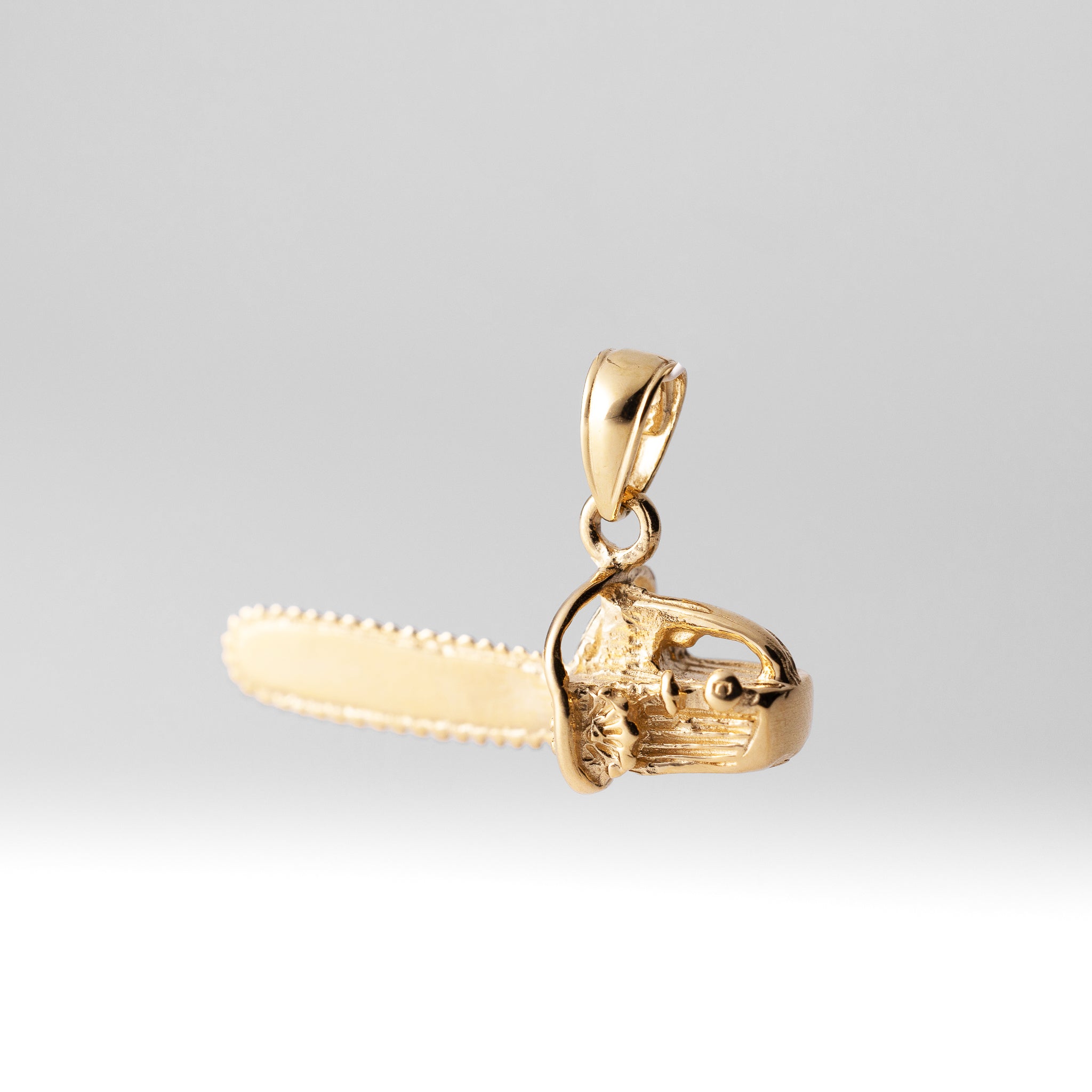 14K Gold 3D Small Chain Saw Pendant