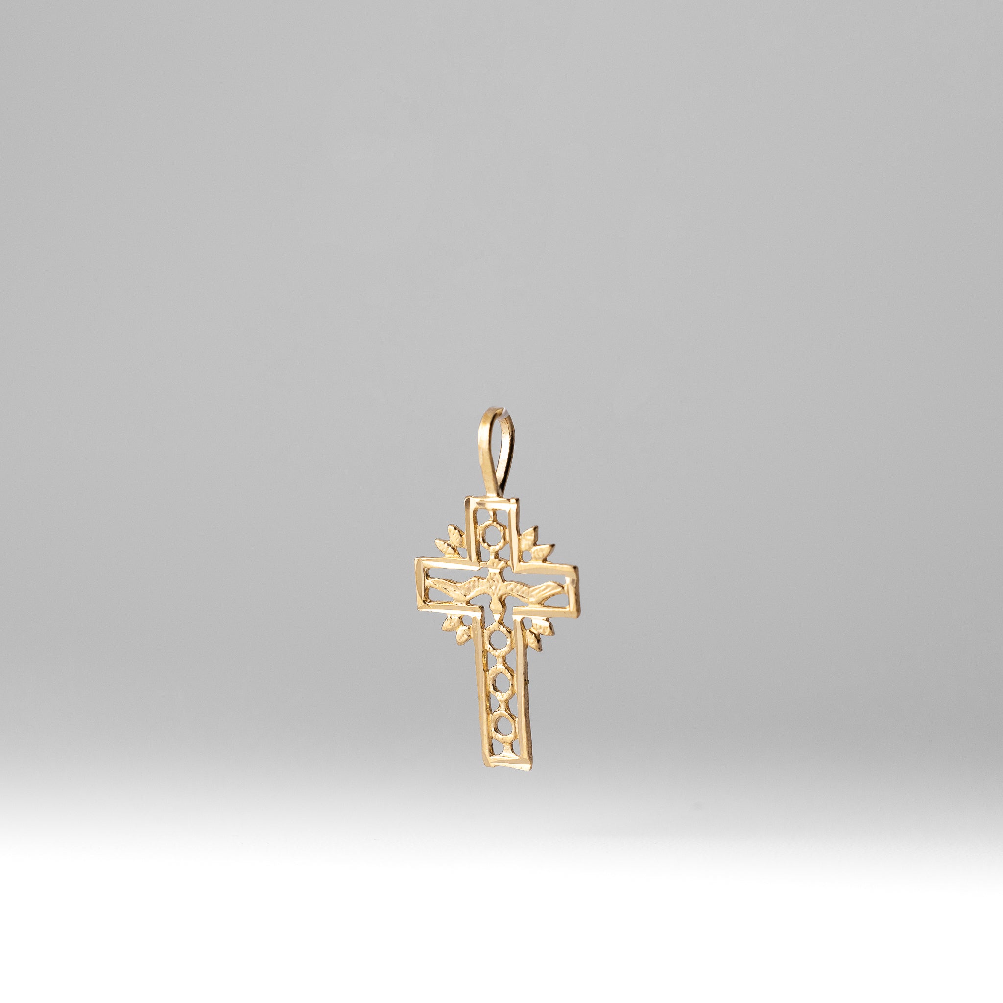 14K Gold Cross With Holy Spirit Dove Pendant - Model 1463