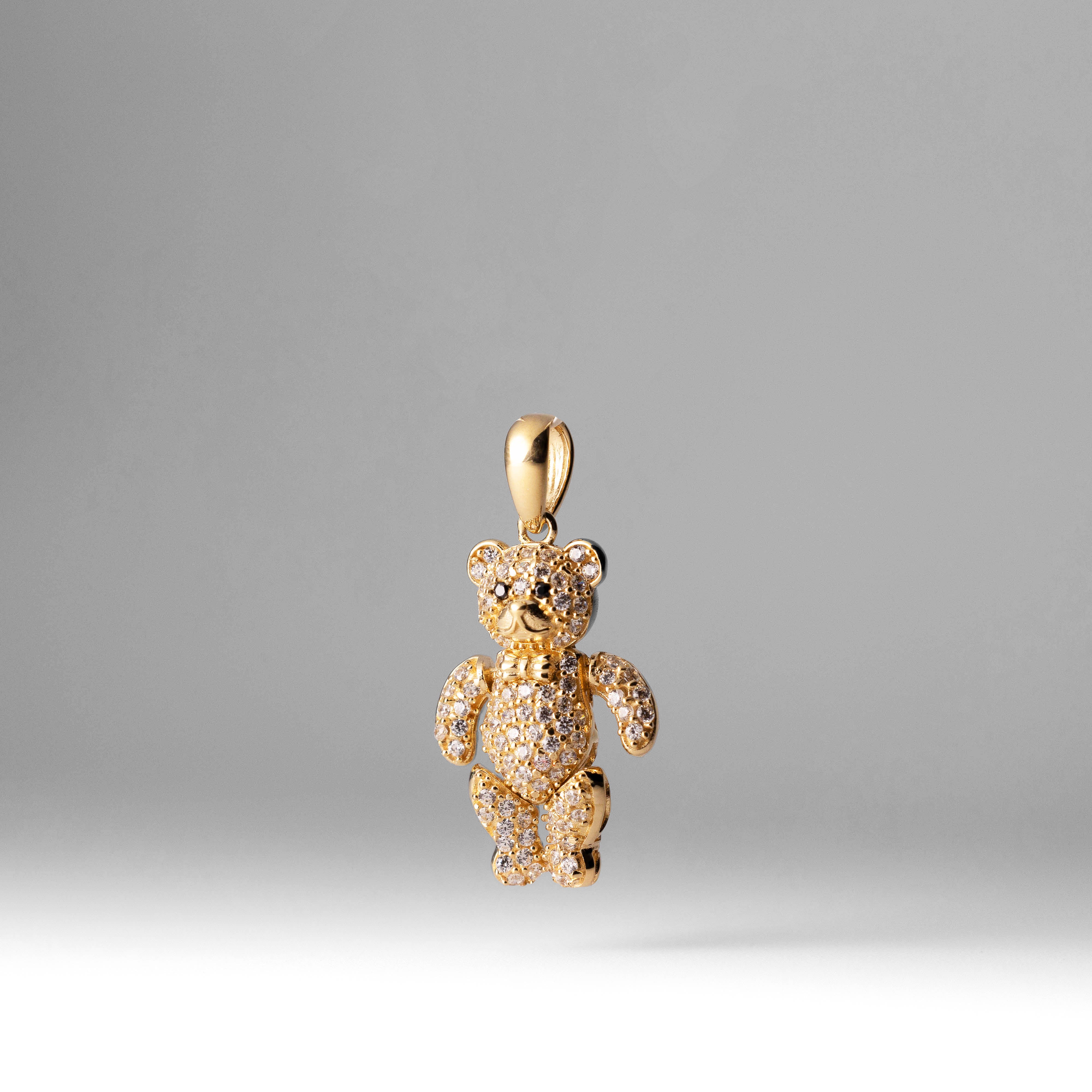 14K Gold CZ Moving Teddy Bear Pendant - Model PT2652 - Charlie & Co. Jewelry