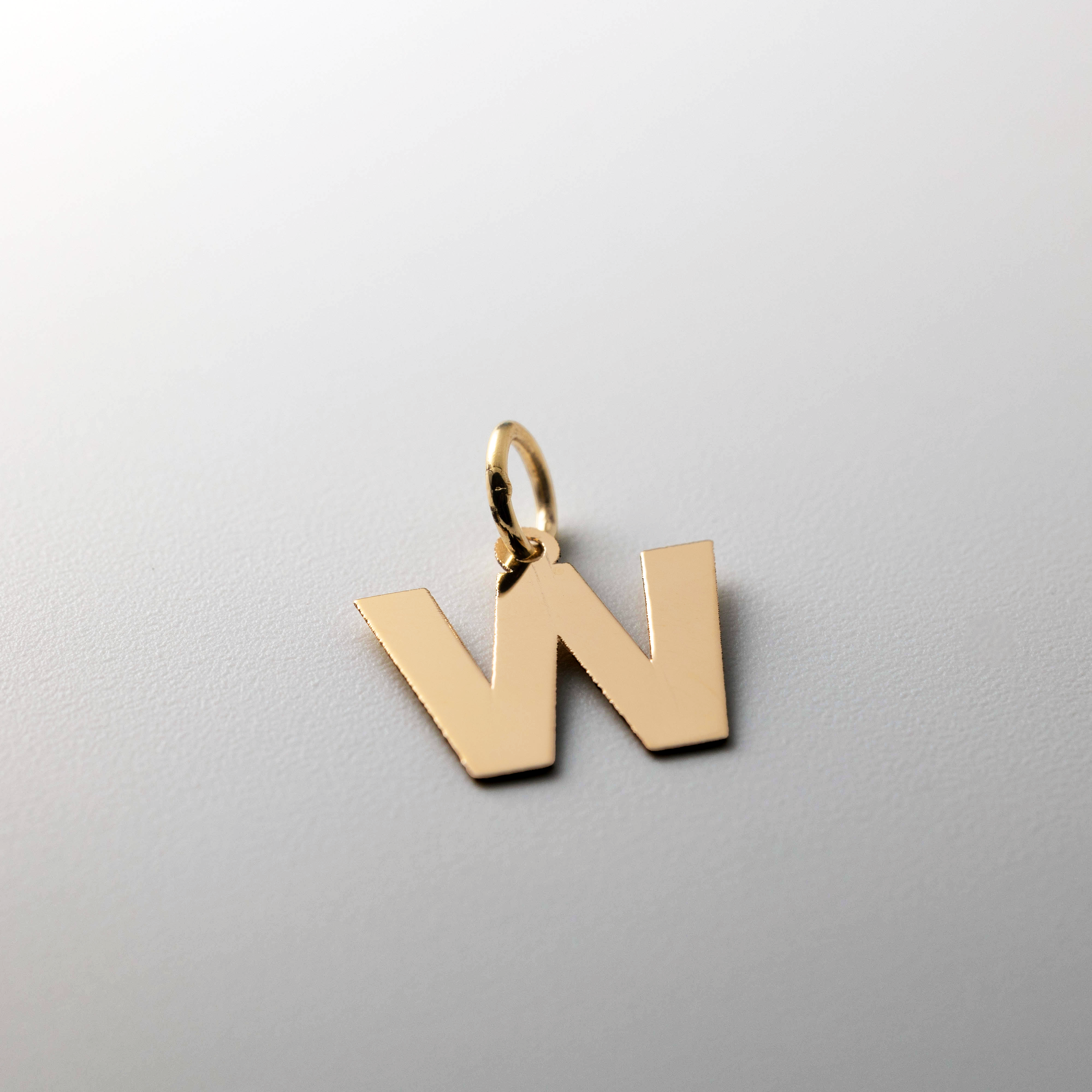 14K Gold Block Letter "W" Pendant