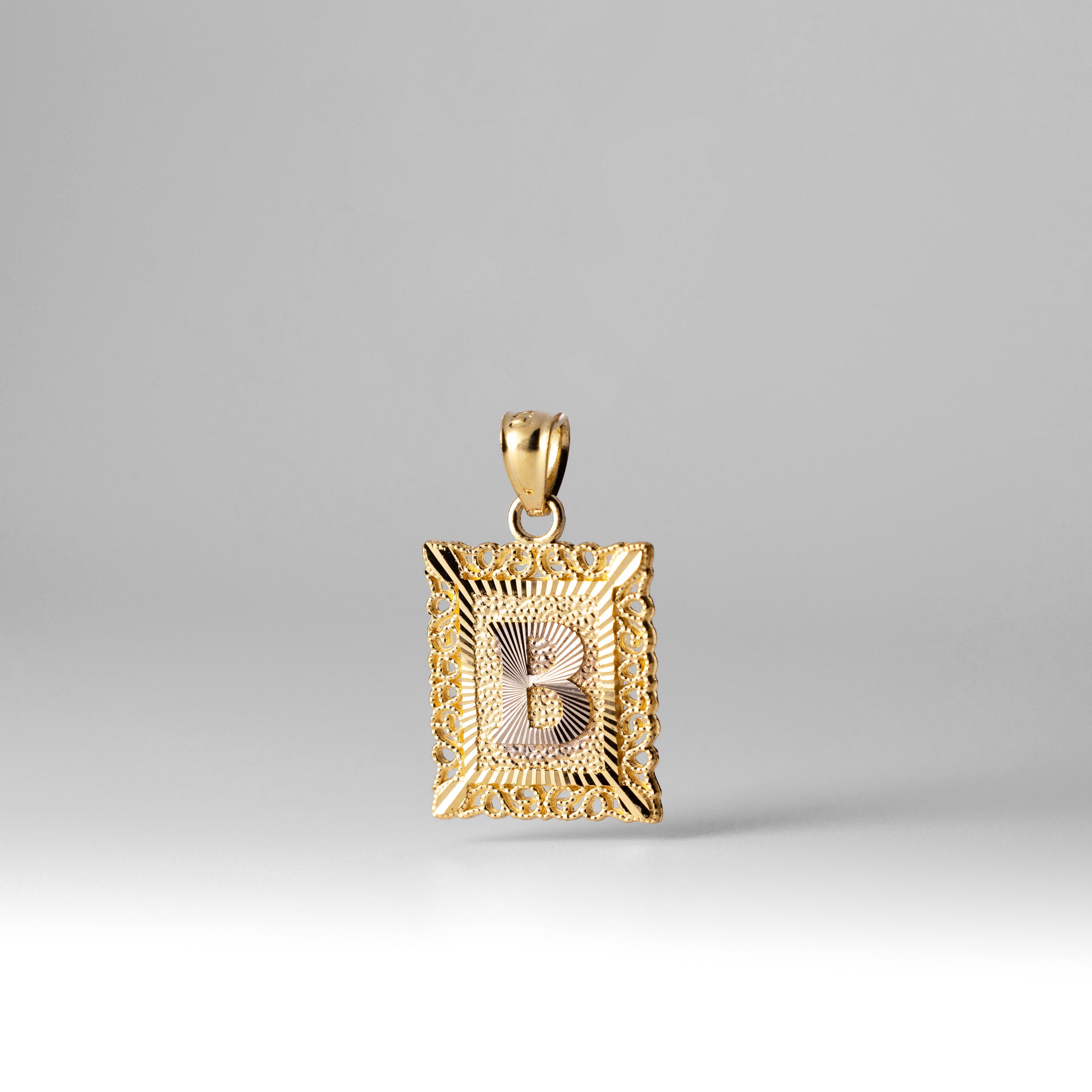 14K Gold Letter B Filigree Pendants | A-Z 14K Gold Pendants - Charlie & Co. Jewelry