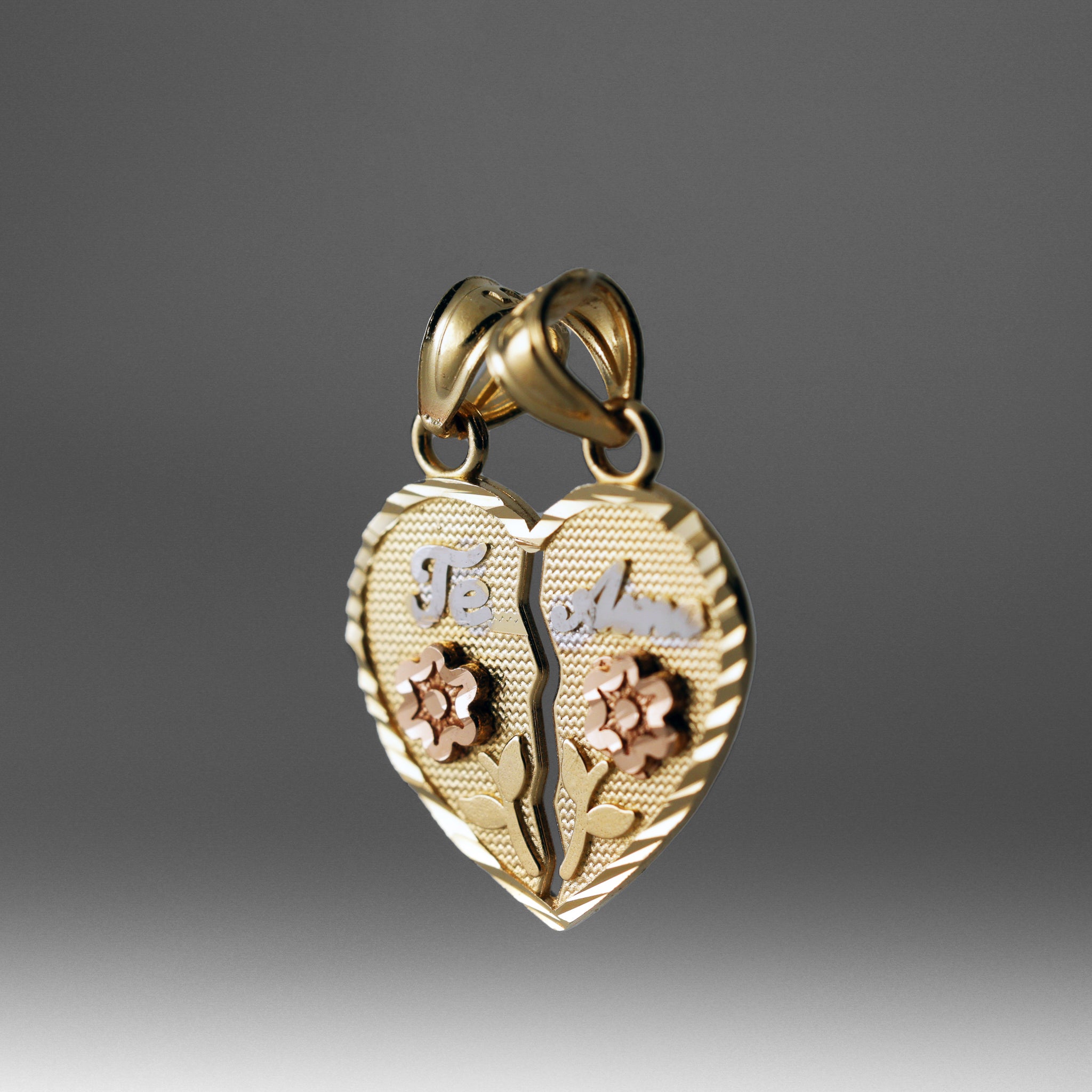 Solid Gold Te Amo Heart Pendant - Charlie & Co. Jewelry