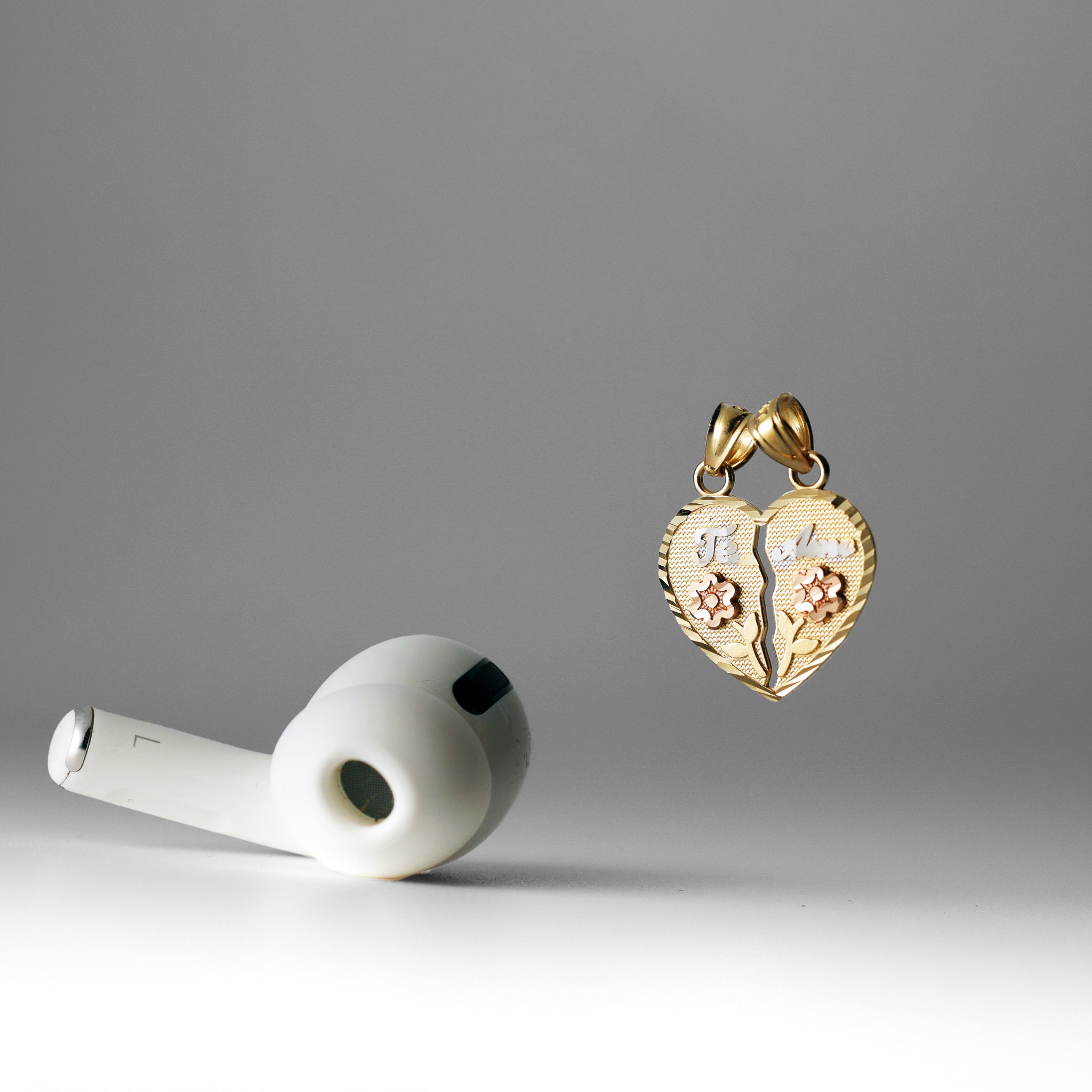 Solid Gold Te Amo Heart Pendant - Charlie & Co. Jewelry