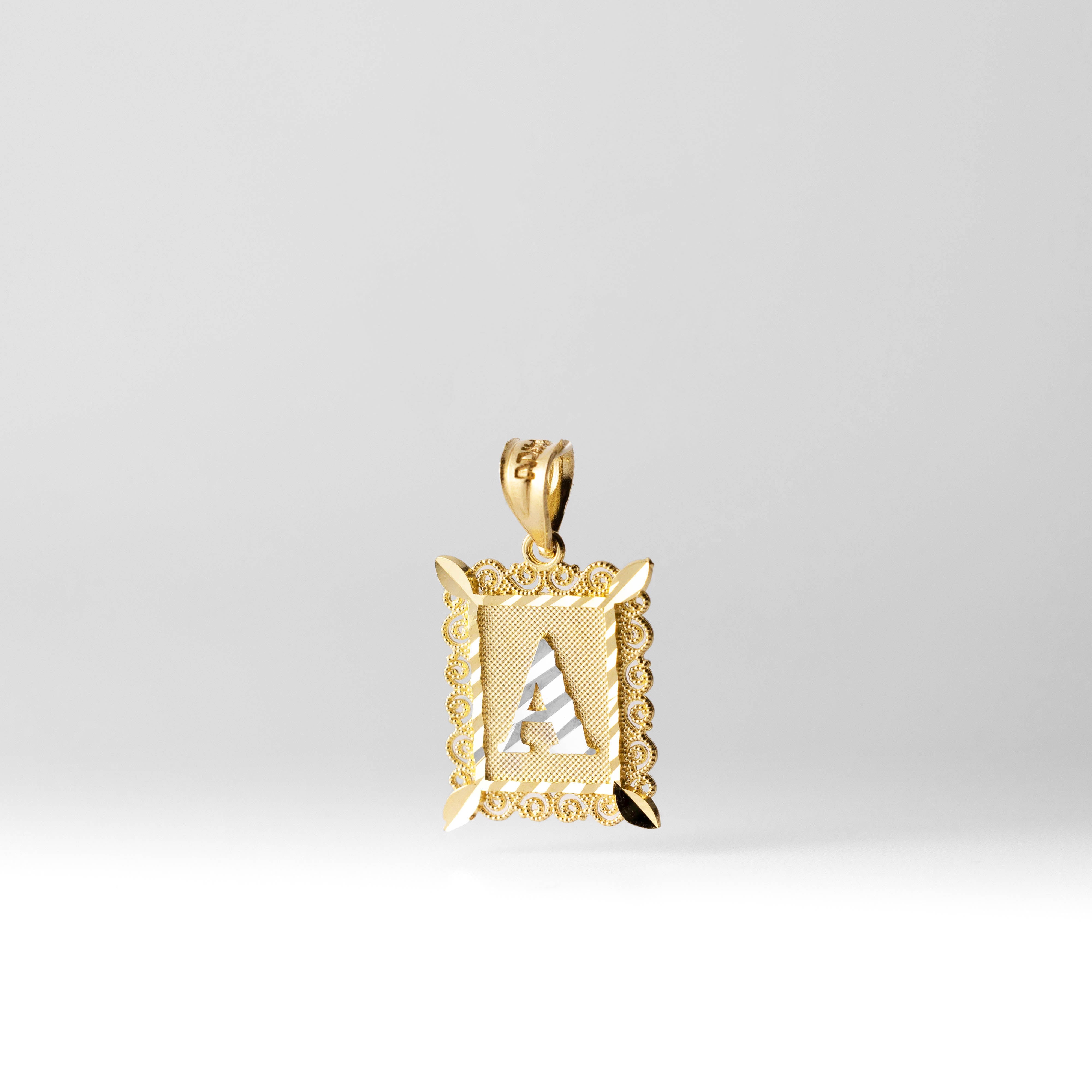 14K Gold Diamond-Cut Letter A Filigree Pendant | A–Z 14K Gold Pendants - Charlie & Co. Jewelry
