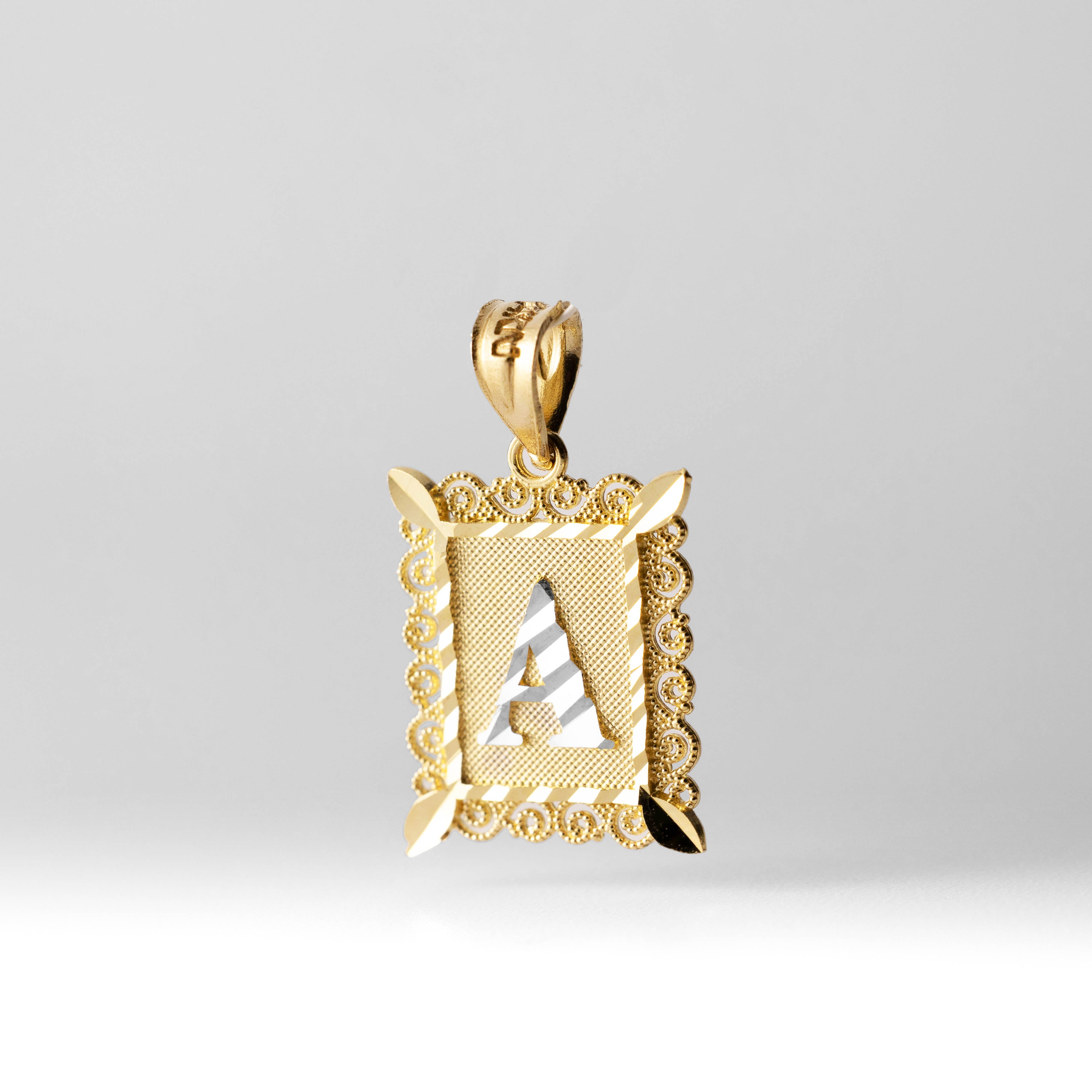 14K Gold Diamond-Cut Letter A Filigree Pendant | A–Z 14K Gold Pendants - Charlie & Co. Jewelry