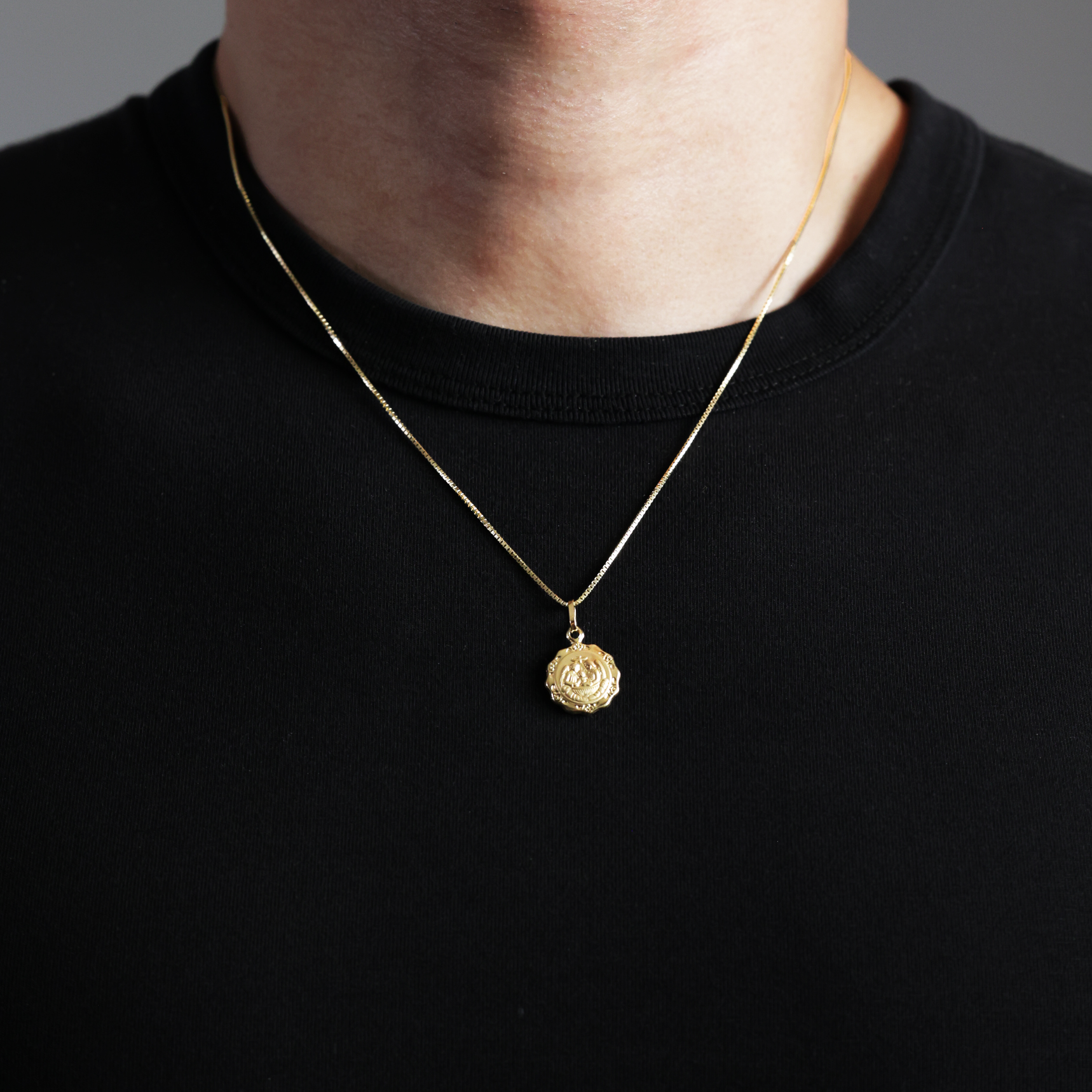 Gold Baptism Religious Pendant - Model 239 - Charlie & Co. Jewelry