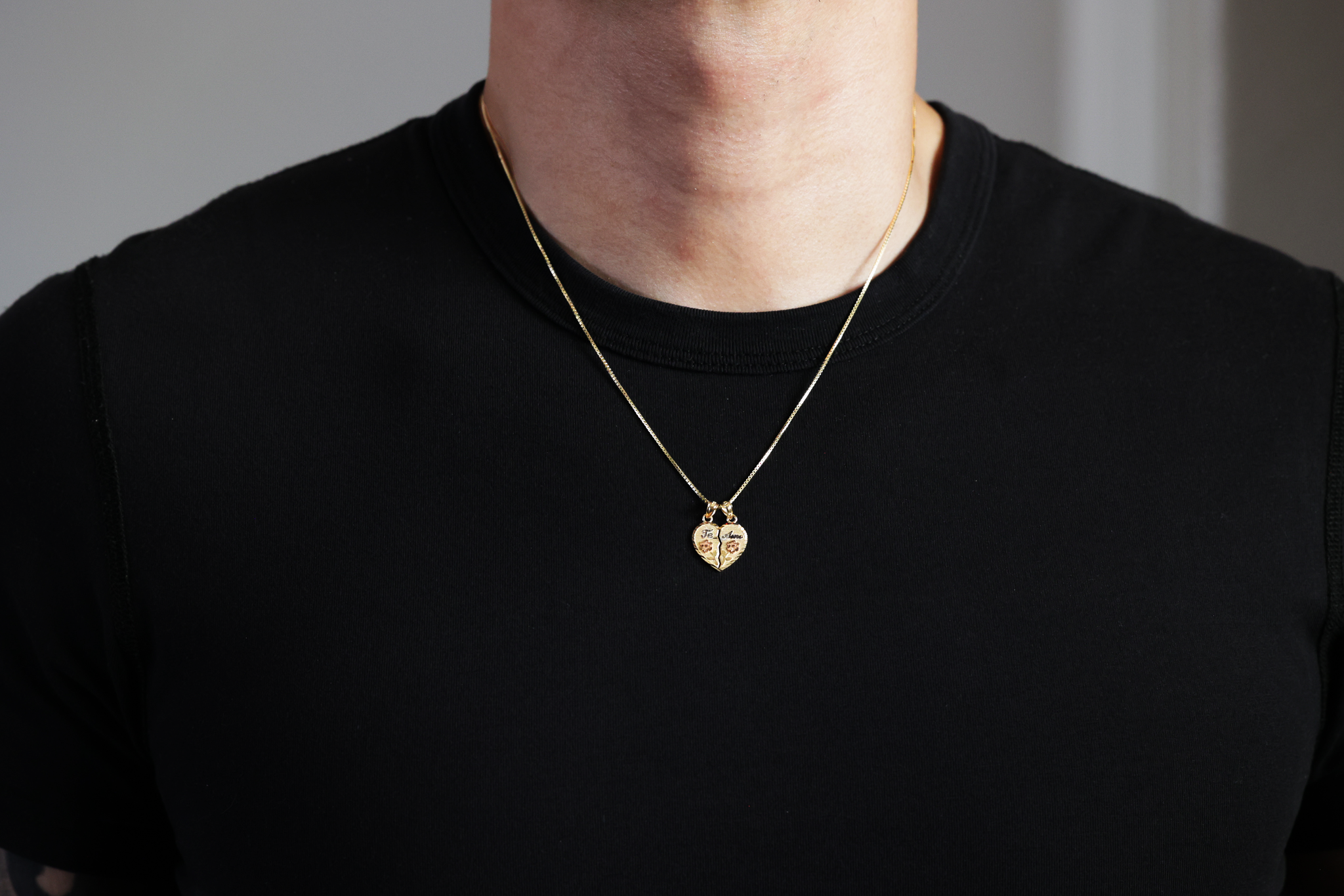 Solid Gold Te Amo Heart Pendant - Charlie & Co. Jewelry