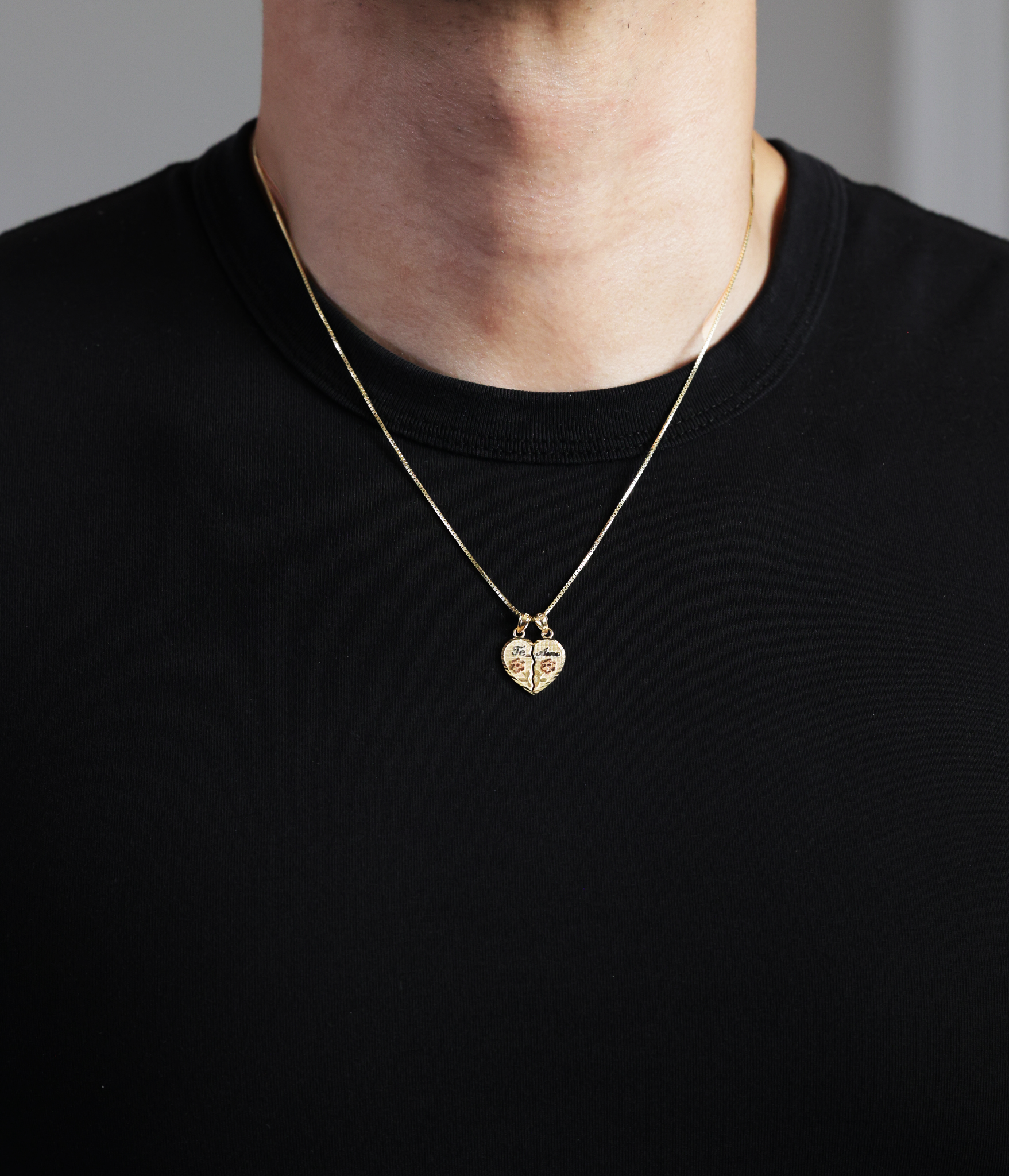 Solid Gold Te Amo Heart Pendant - Charlie & Co. Jewelry
