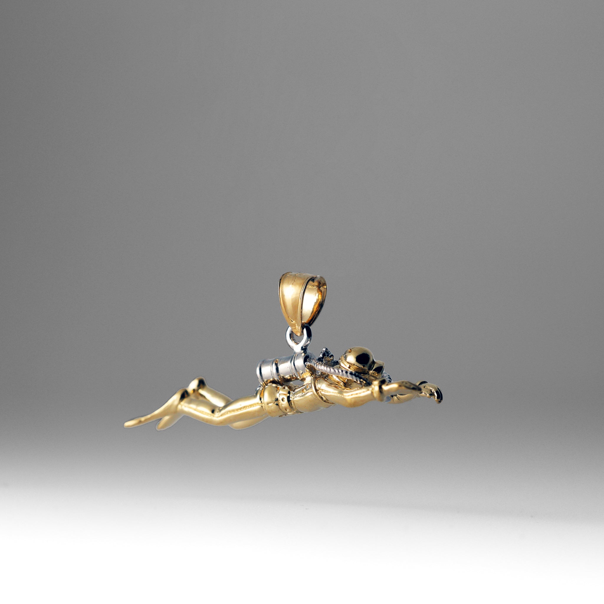 Gold 3D Male Scuba Diver Pendant - Charlie & Co. Jewelry