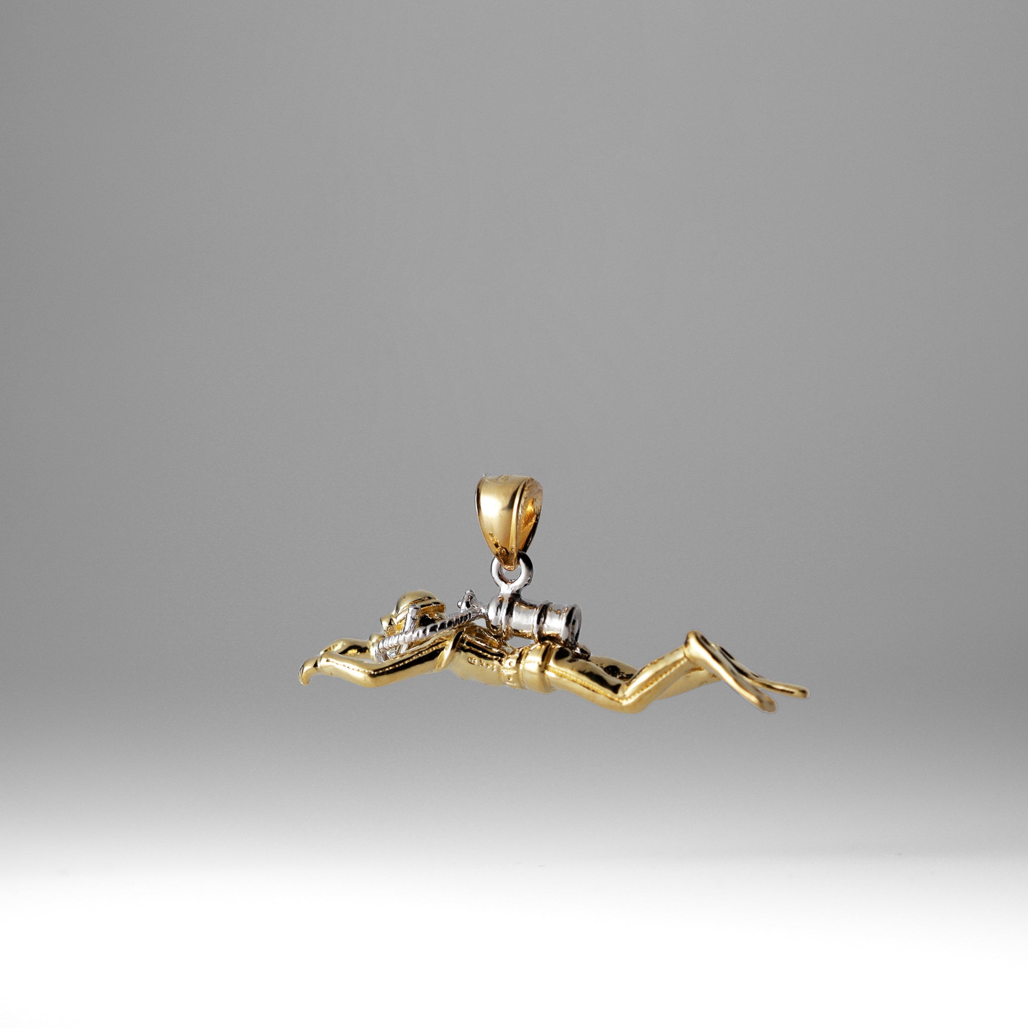 Gold 3D Male Scuba Diver Pendant - Charlie & Co. Jewelry