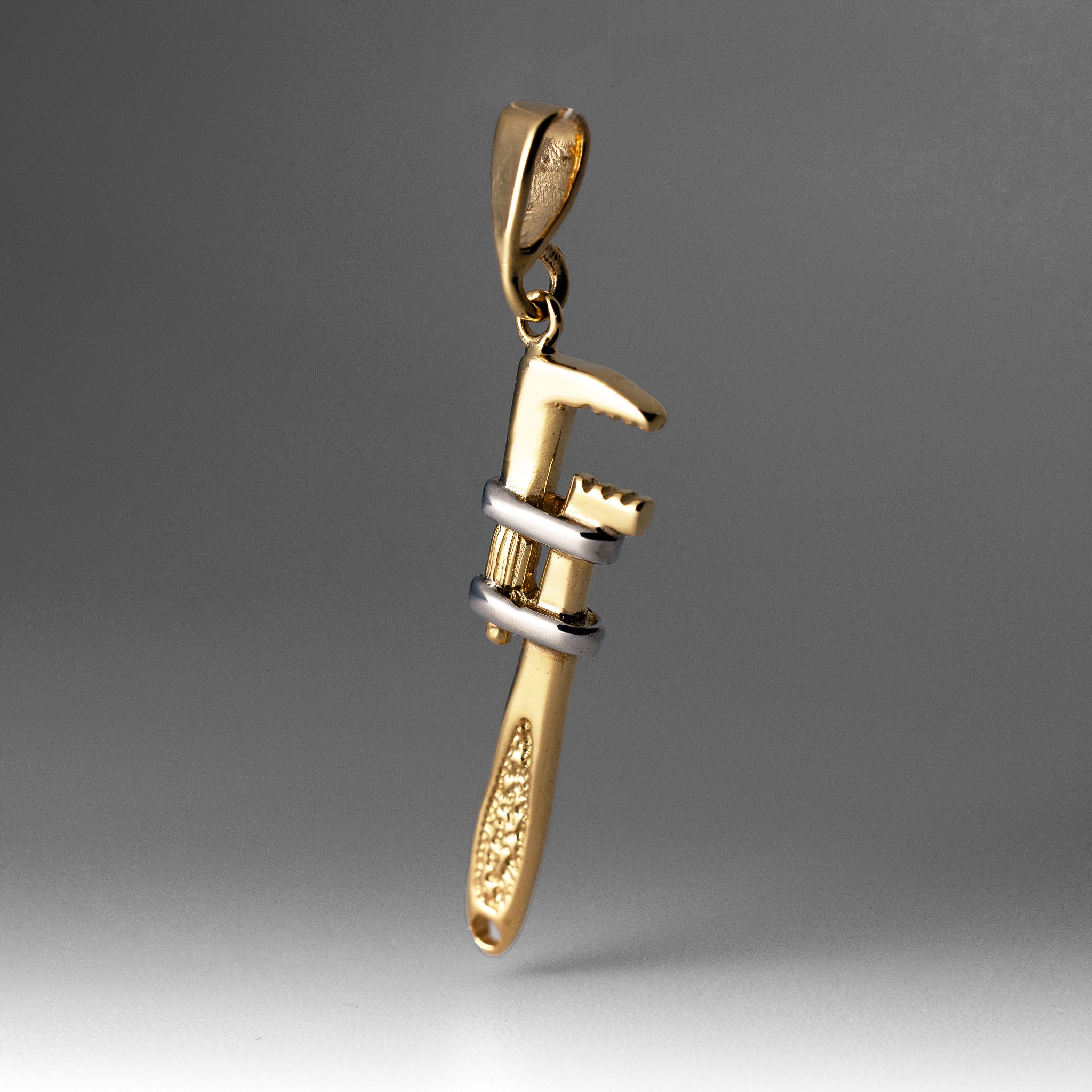 Gold 3-D Pipe Wrench Pendant Necklace Model-A2197 - Charlie & Co. Jewelry