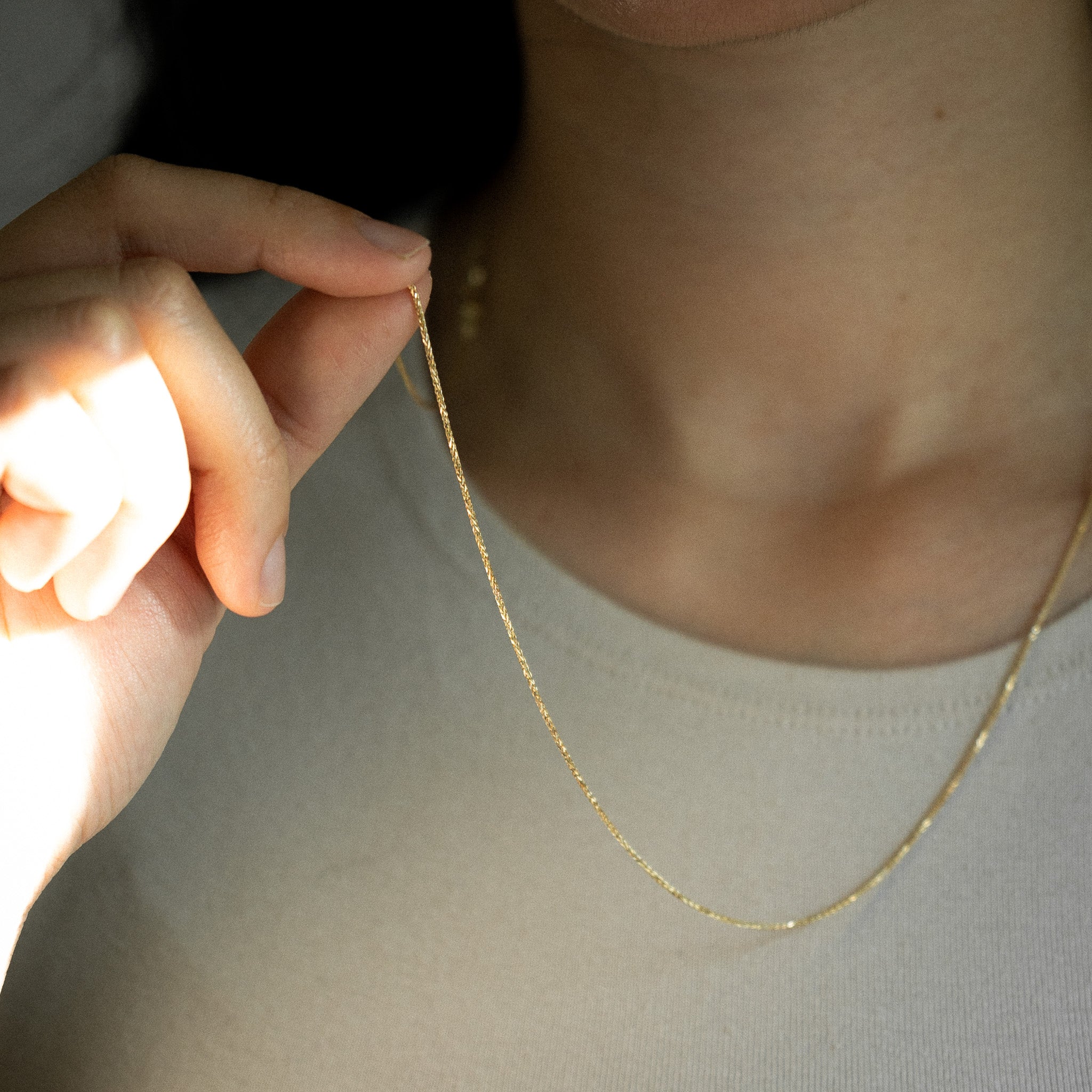 14K Gold 0.9mm Solid Wheat Chain - Model 0197