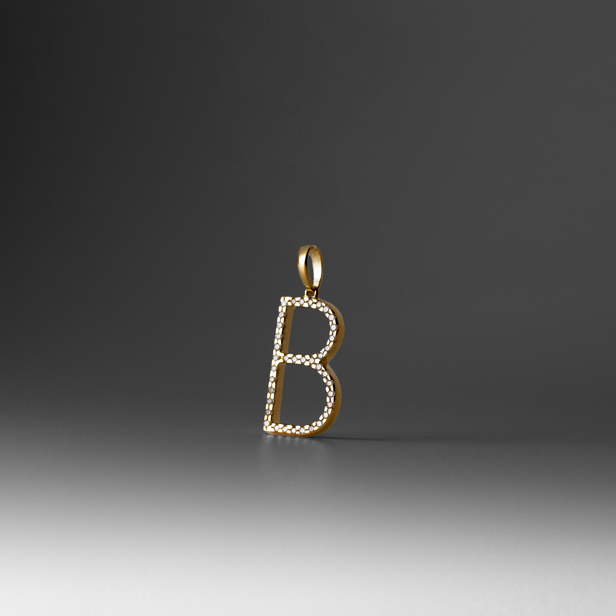 Gold Diamond Letter B Initial Pendant Necklace - Model PM5222B-013-YA - Charlie & Co. Jewelry