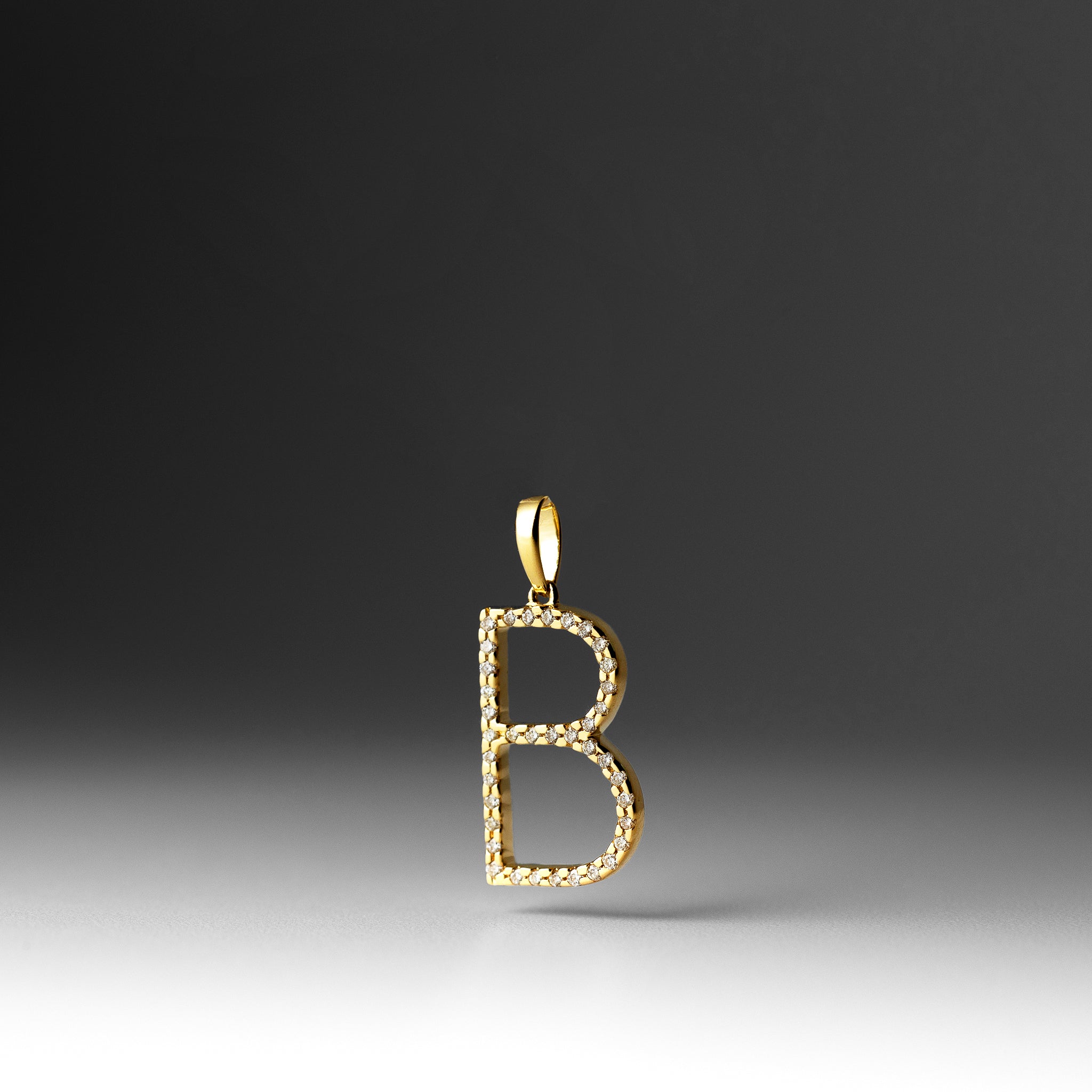 Gold Diamond Letter B Initial Pendant Necklace - Model PM5222B-013-YA - Charlie & Co. Jewelry
