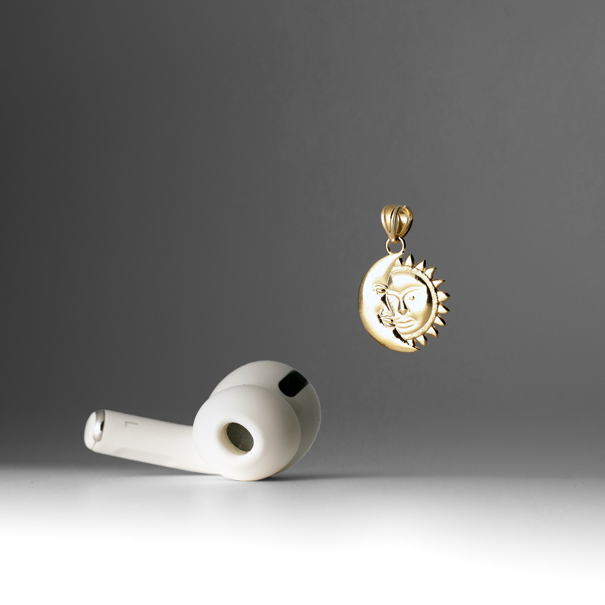 Gold Moon and Sun Pendant Model-1936 - Charlie & Co. Jewelry
