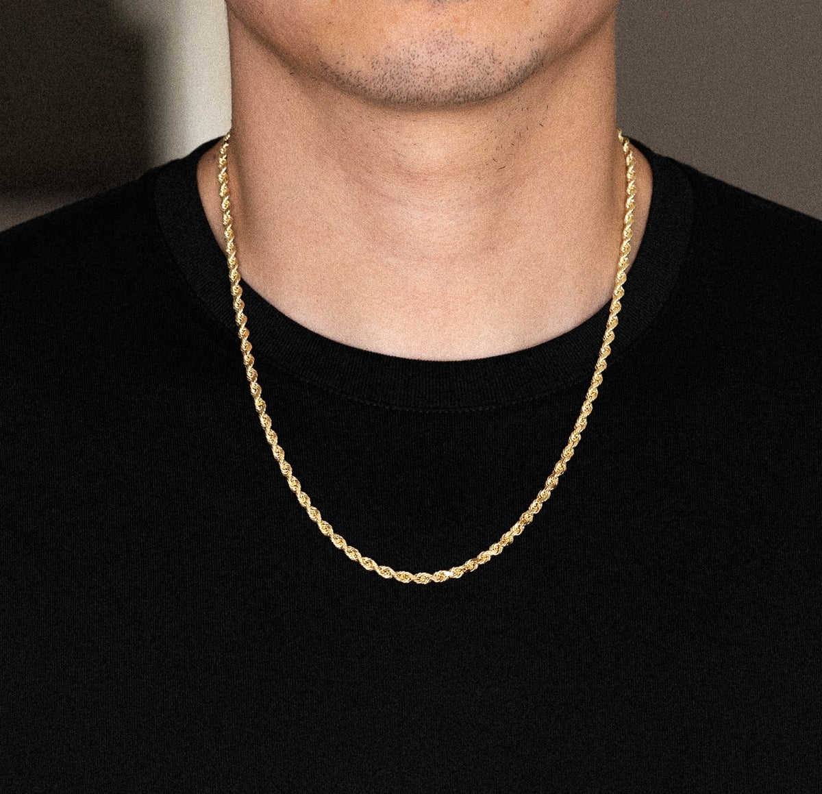 14K Gold 4mm Solid Diamond-Cut Classic Rope Chain Model CH-0386