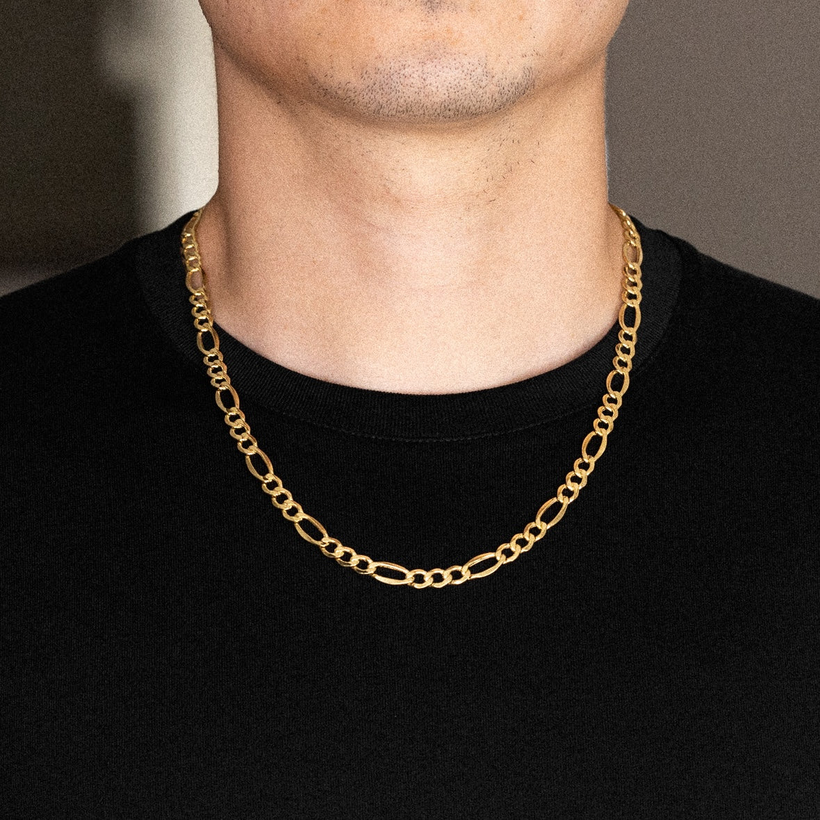 14K Gold 7.2mm Hollow Figaro Chain - Model 0410