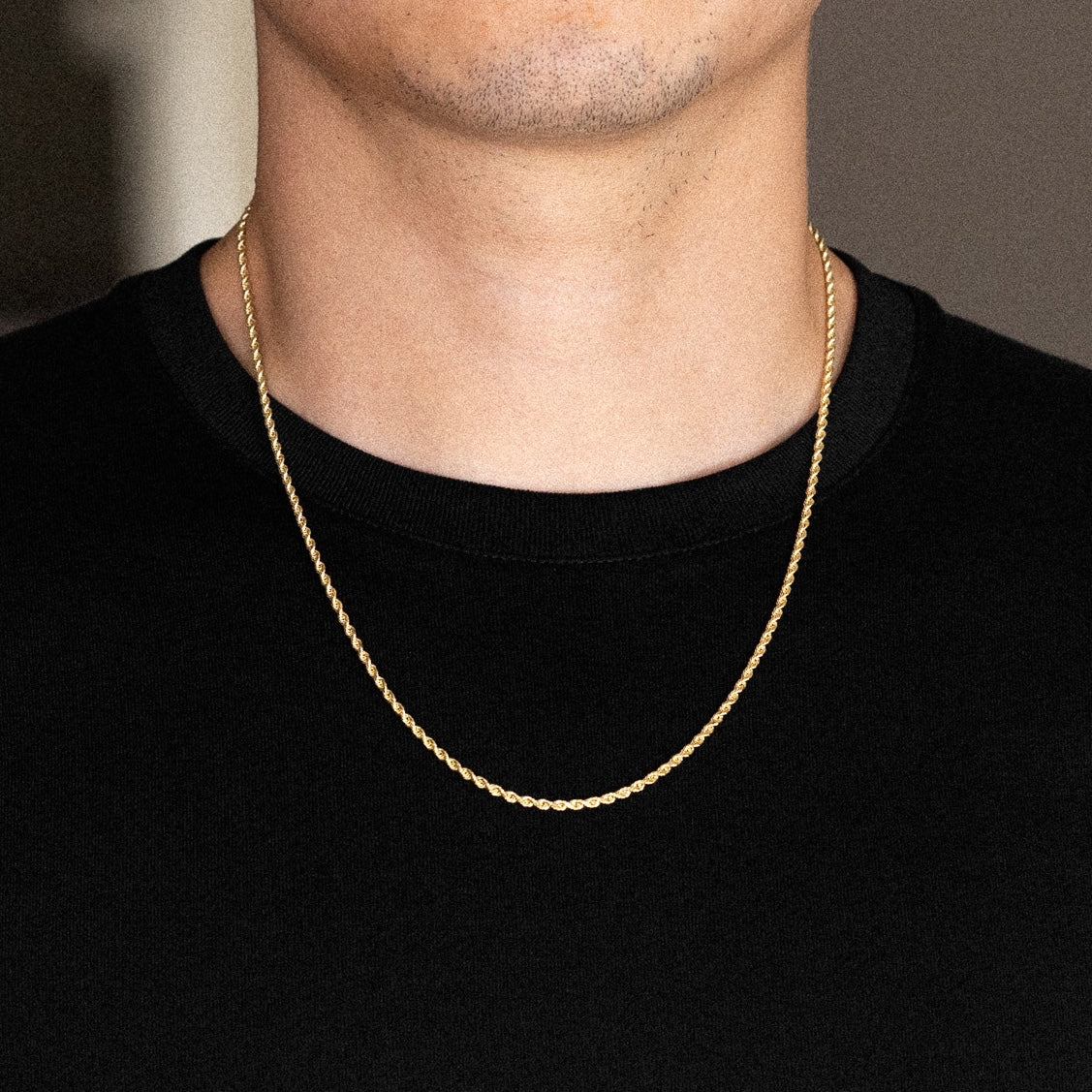 14K Gold 2.5mm Solid Diamond-Cut Classic Rope Chain Model CH-0388